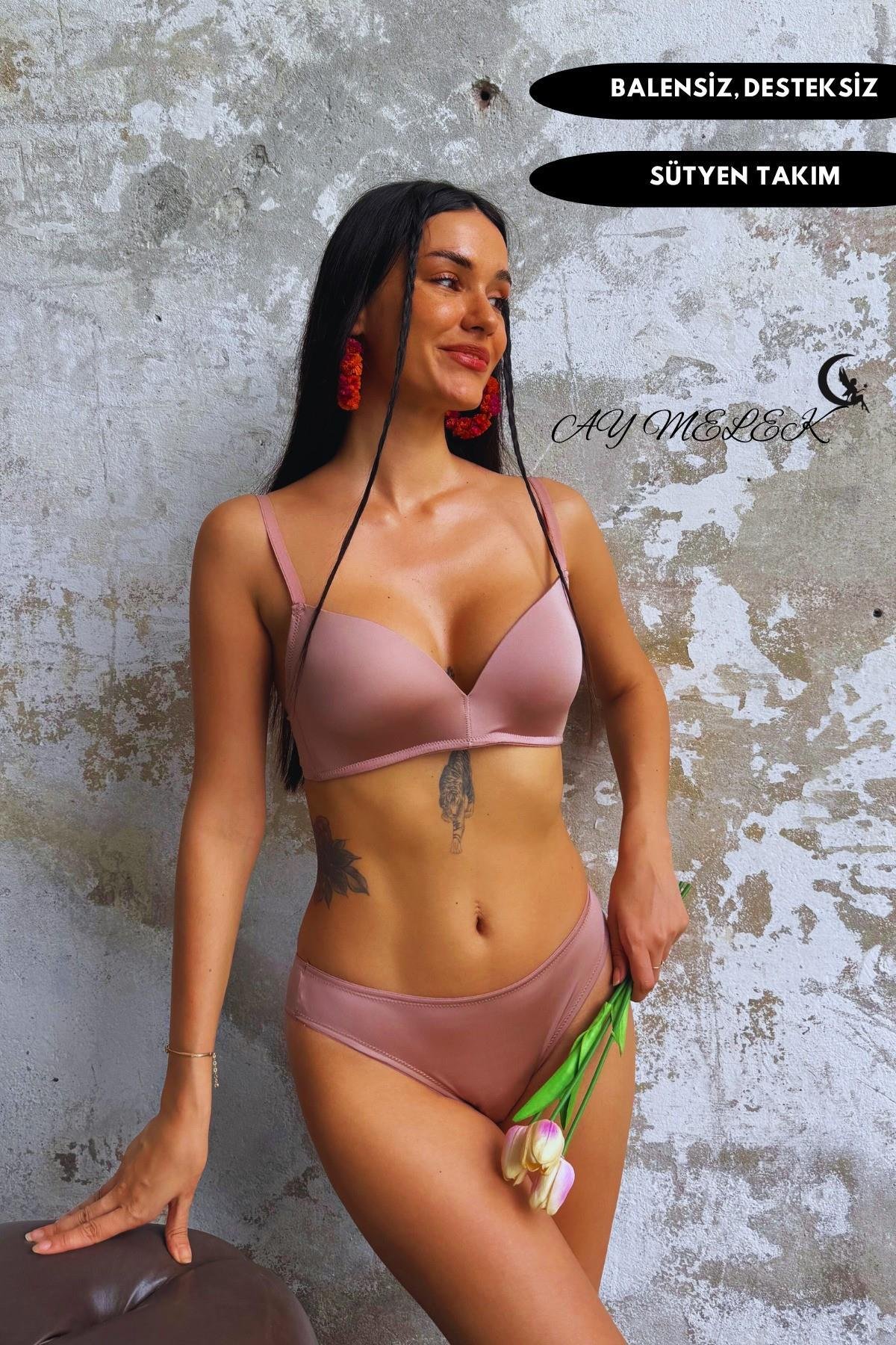 Sütyen Takımı B-Cap Balensiz Desteksiz Özel Tasarım Mikro Kumaş