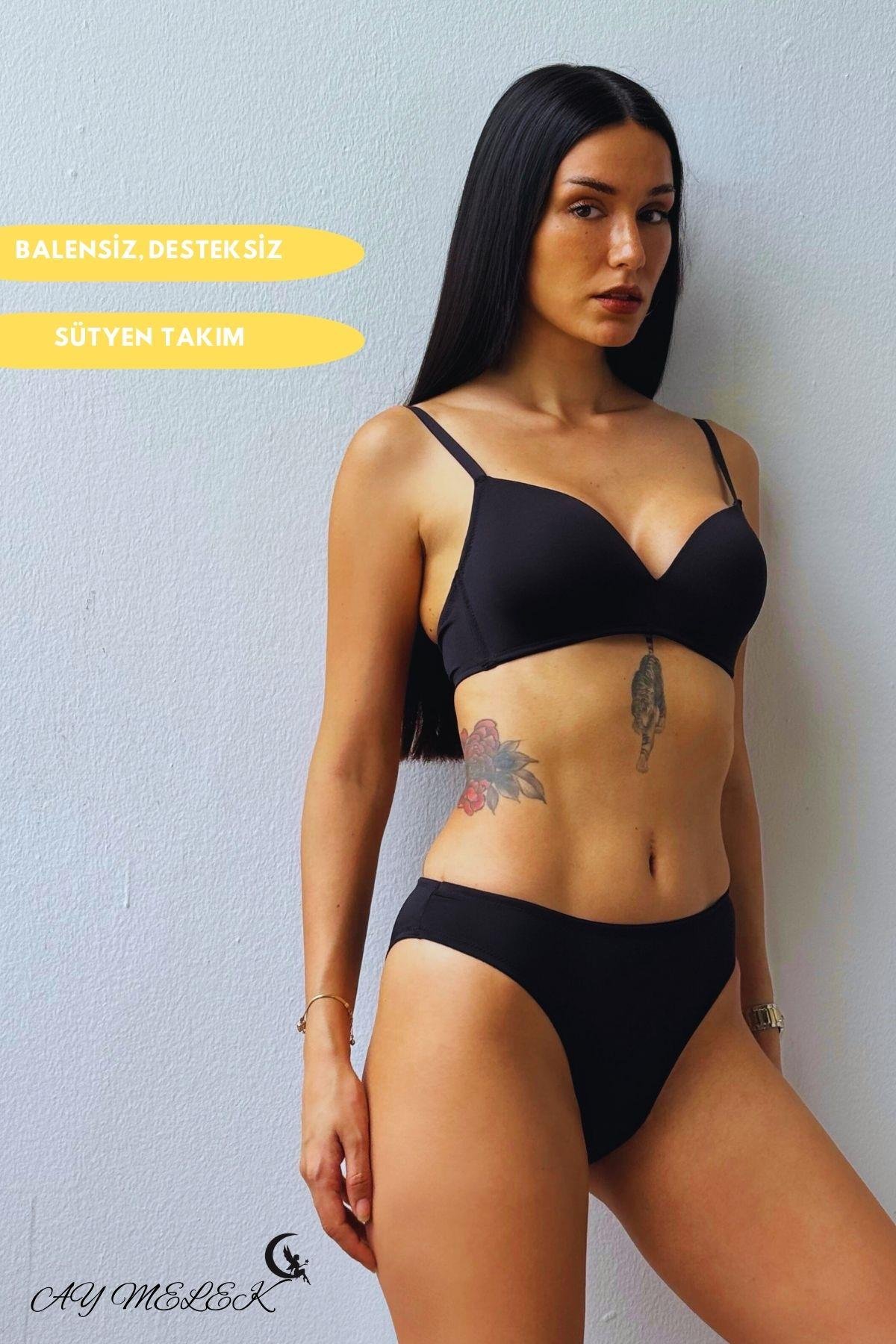 Sütyen Takımı B-Cap Balensiz Desteksiz Özel Tasarım Mikro Kumaş