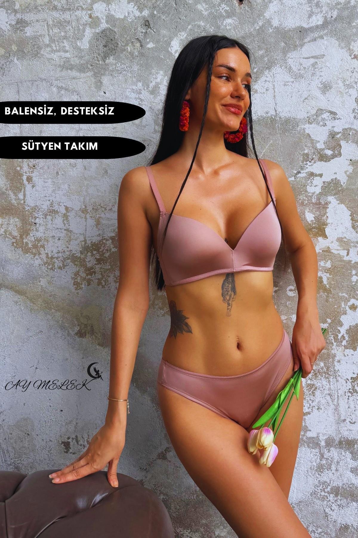 Sütyen Takımı B-Cap Balensiz Desteksiz Özel Tasarım Mikro Kumaş