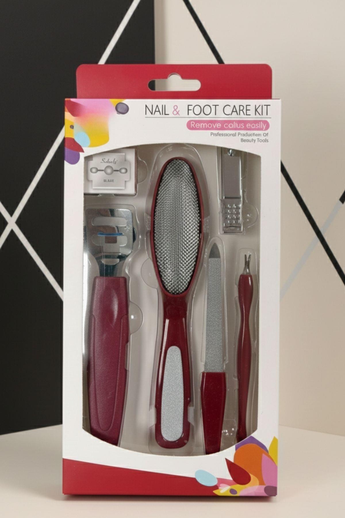 Topuk Rendesi Çift Taraflı Hazneli Ayak Törpüsü Tırnak Makası Seti