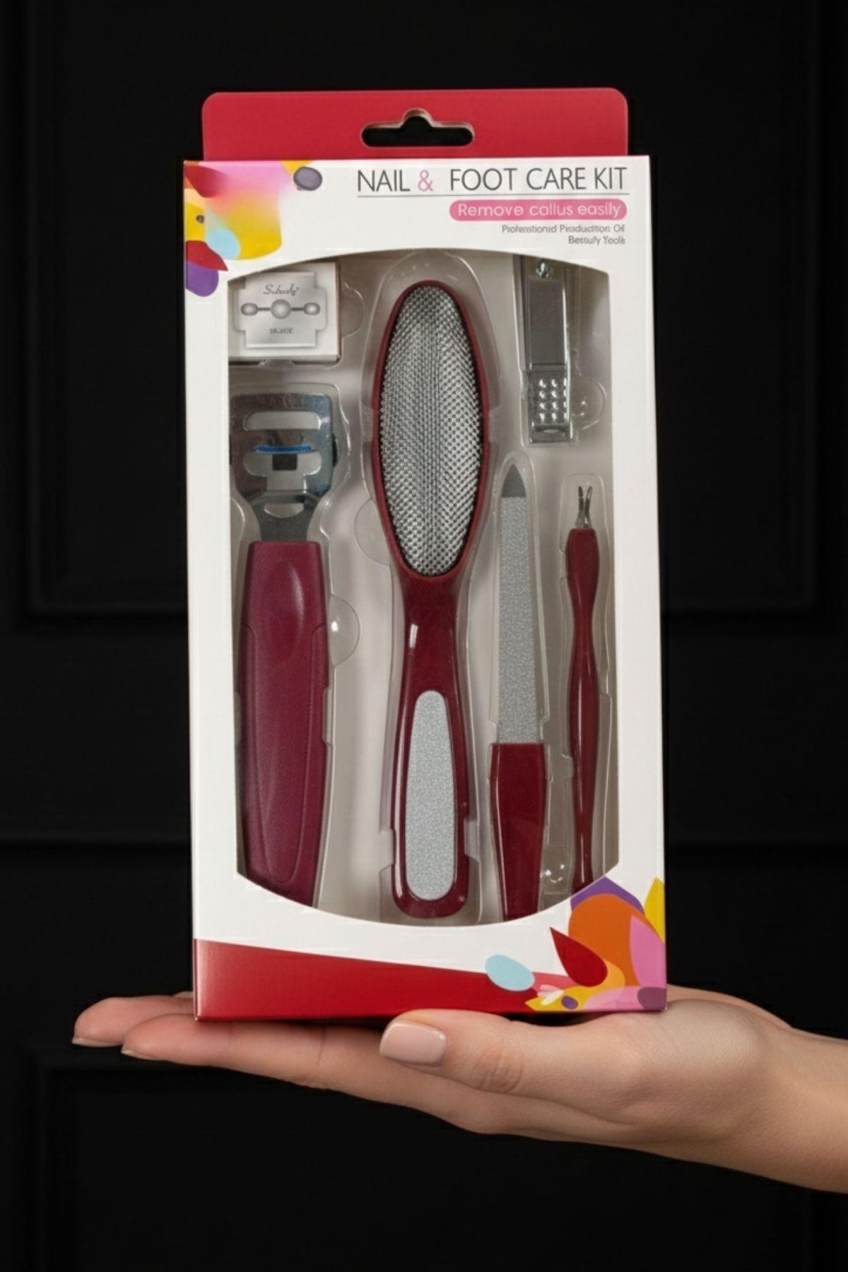 Topuk Rendesi Çift Taraflı Hazneli Ayak Törpüsü Tırnak Makası Seti