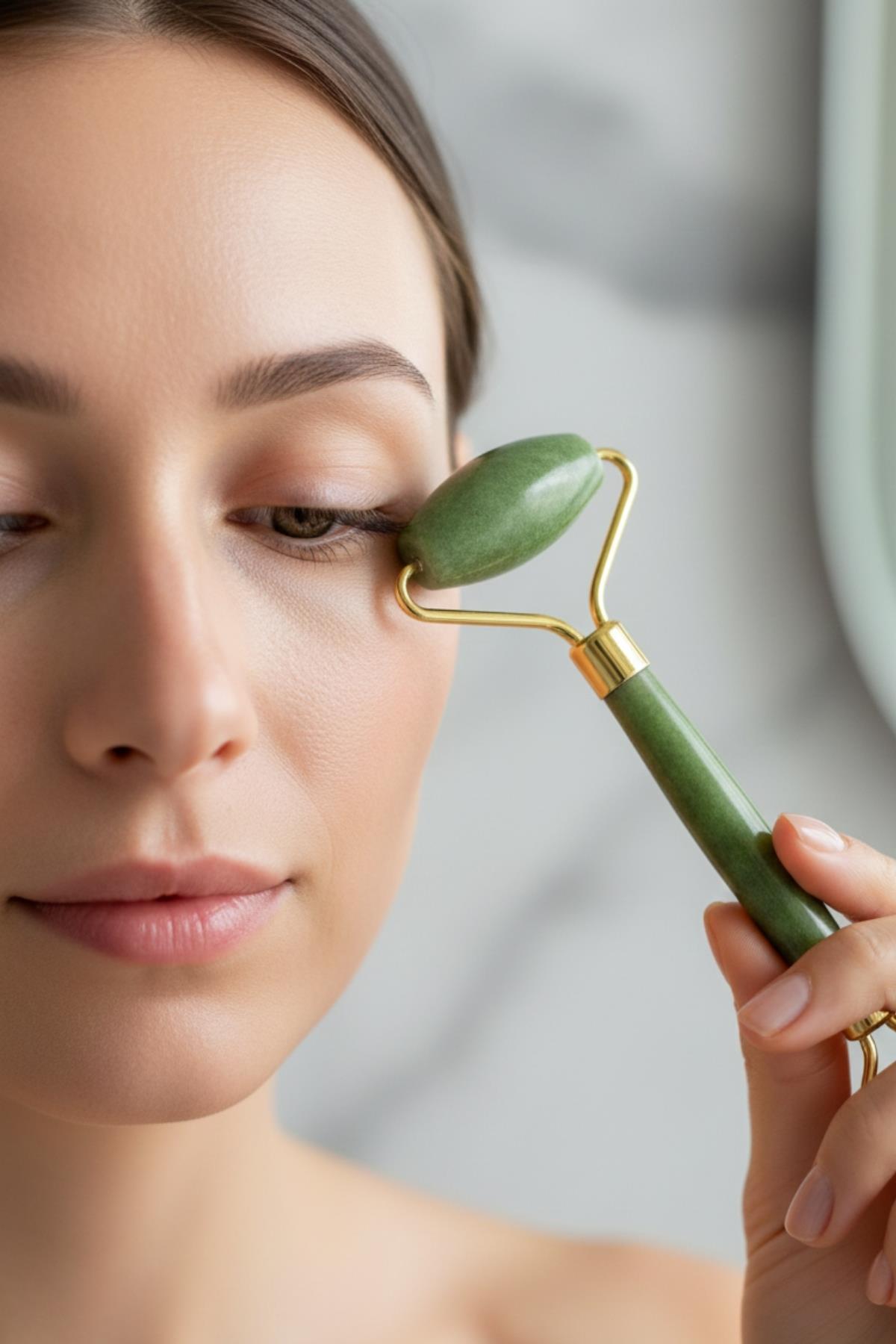 Yeşim %100 Doğal Taş Masaj Aleti Ve Kalp Gua Sha Yüz Bakım Taşı