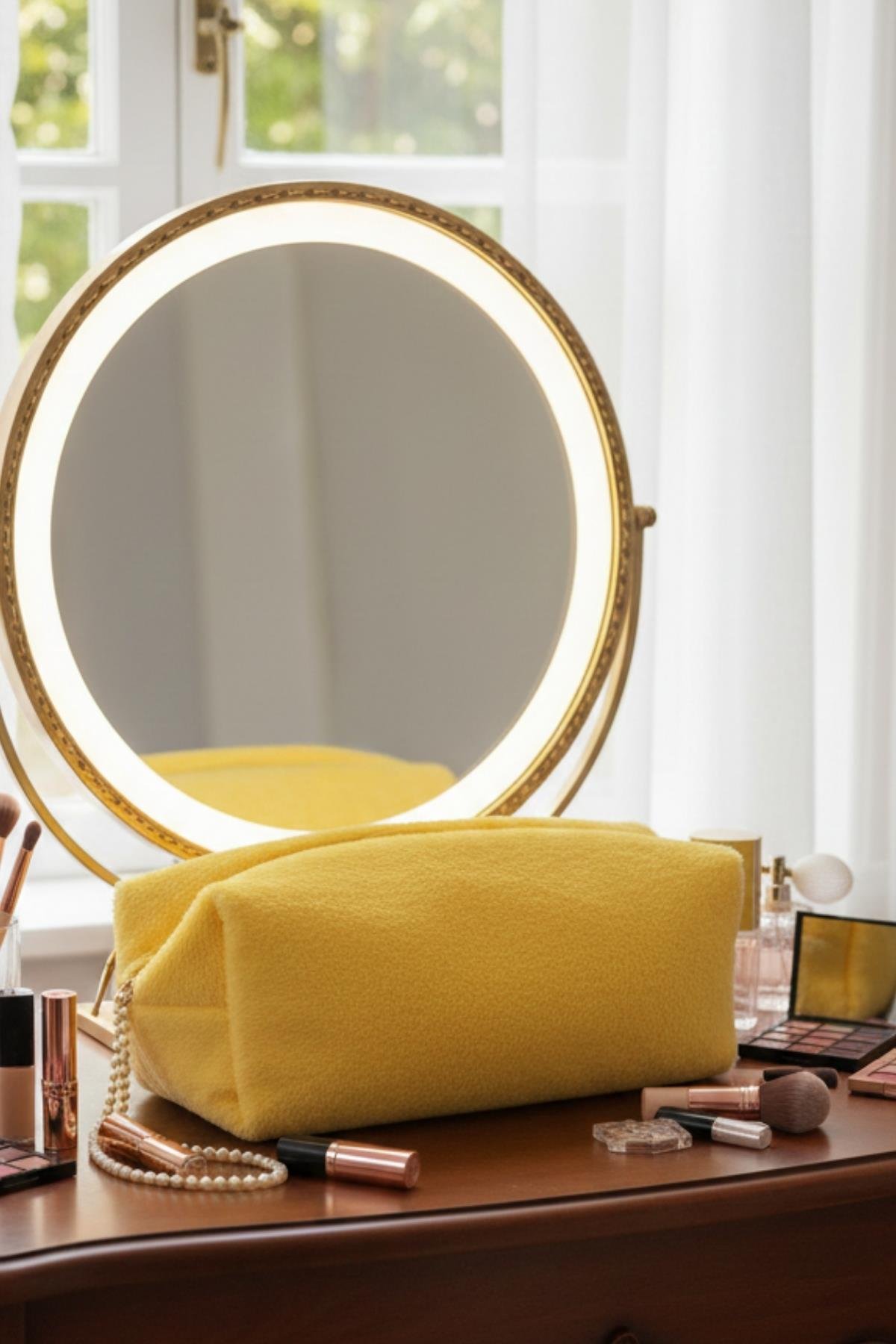 Yumuşak Peluş Makyaj Çantası Büyük Boy Seyahat ve Konforlu Çanta