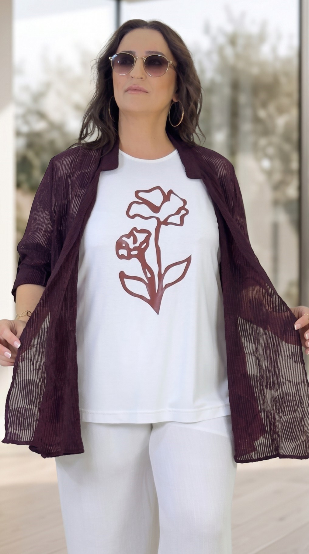KATLANABİLİR KOL BORDÜR DESEN ŞEFFAF CEKET BASKILI PENYE TSHIRT BÜYÜK BEDEN İKİLİ TAKIM