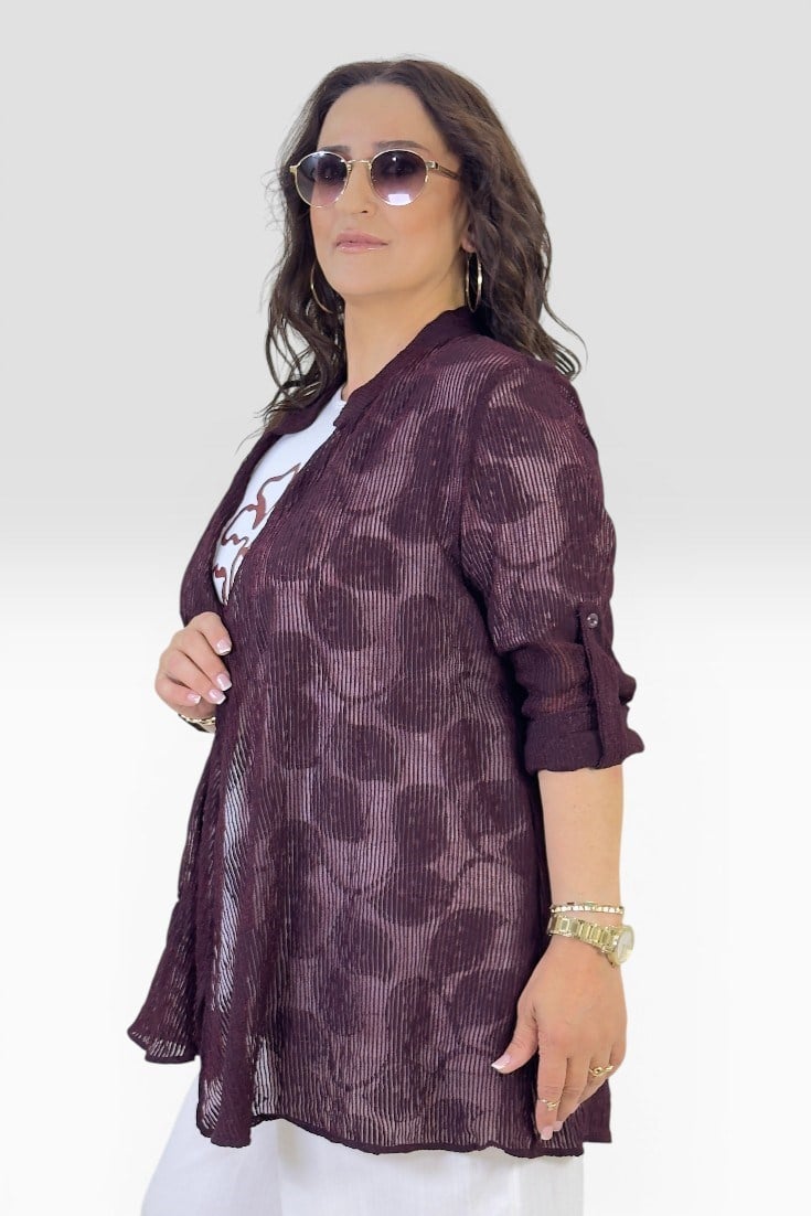 KATLANABİLİR KOL BORDÜR DESEN ŞEFFAF CEKET BASKILI PENYE TSHIRT BÜYÜK BEDEN İKİLİ TAKIM