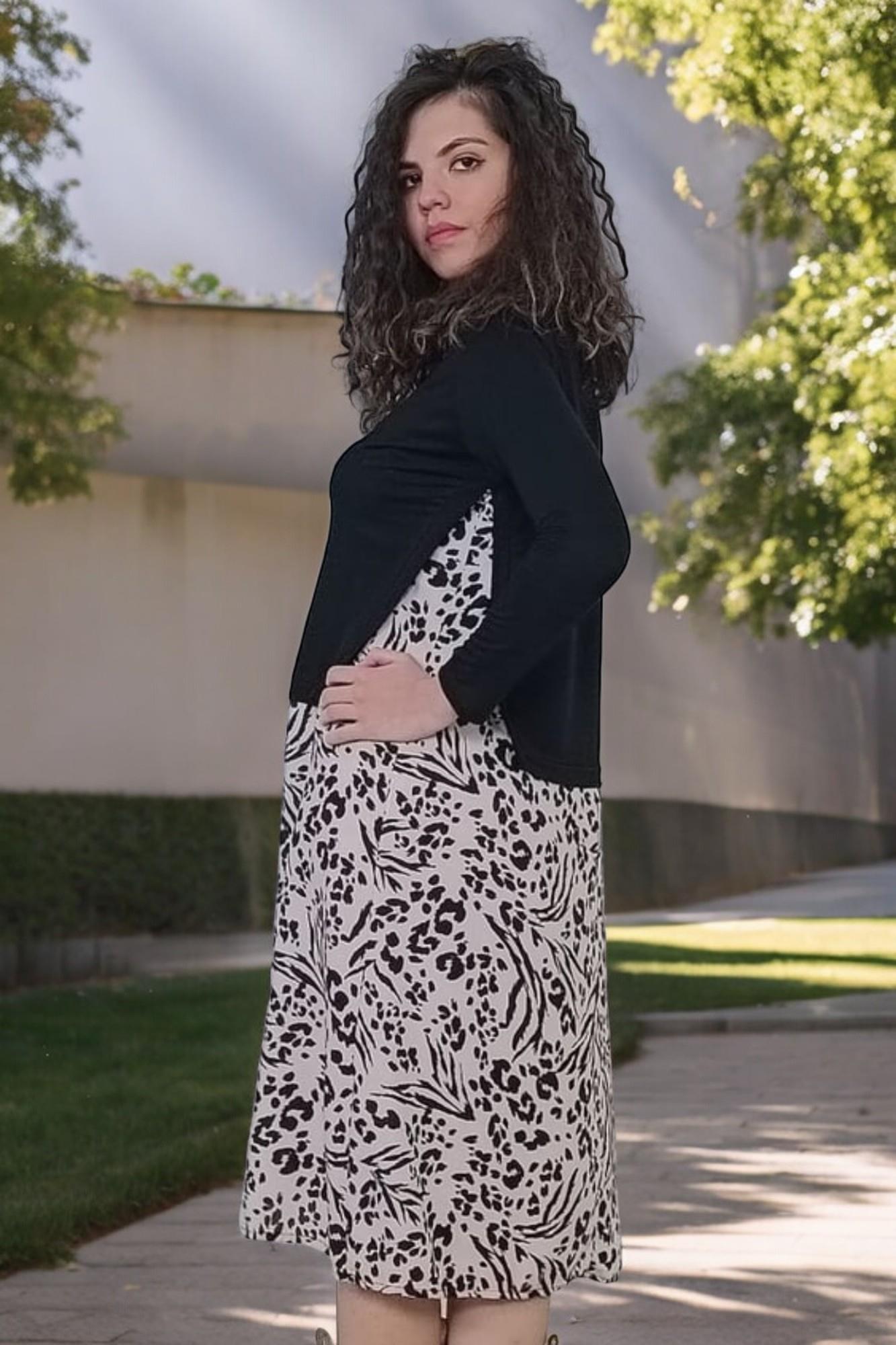 LEOPAR DESENLİ İKİ İPLİK VİSKON ELBİSE