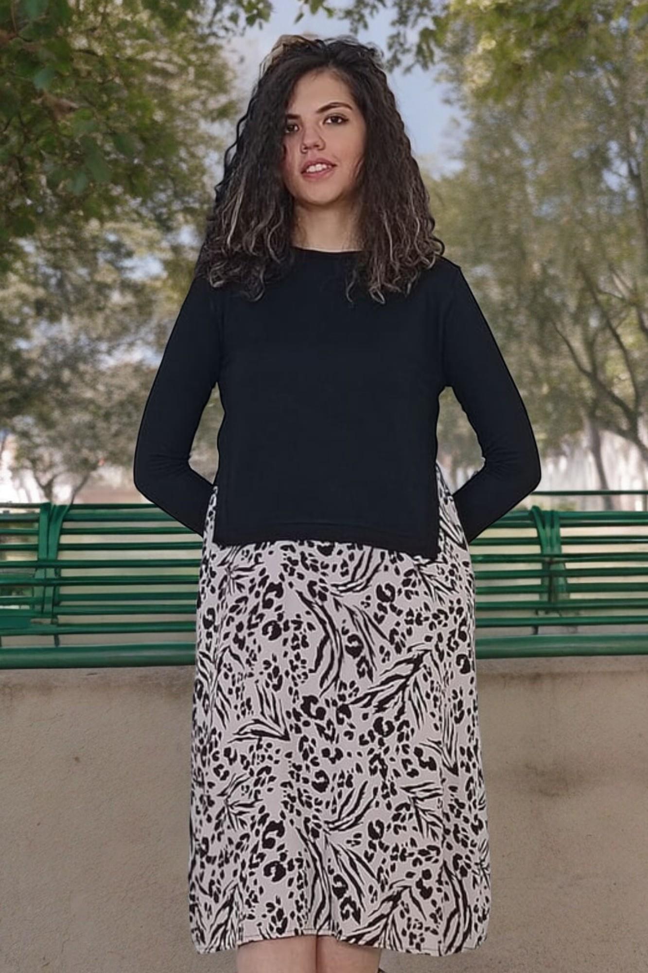 LEOPAR DESENLİ İKİ İPLİK VİSKON ELBİSE