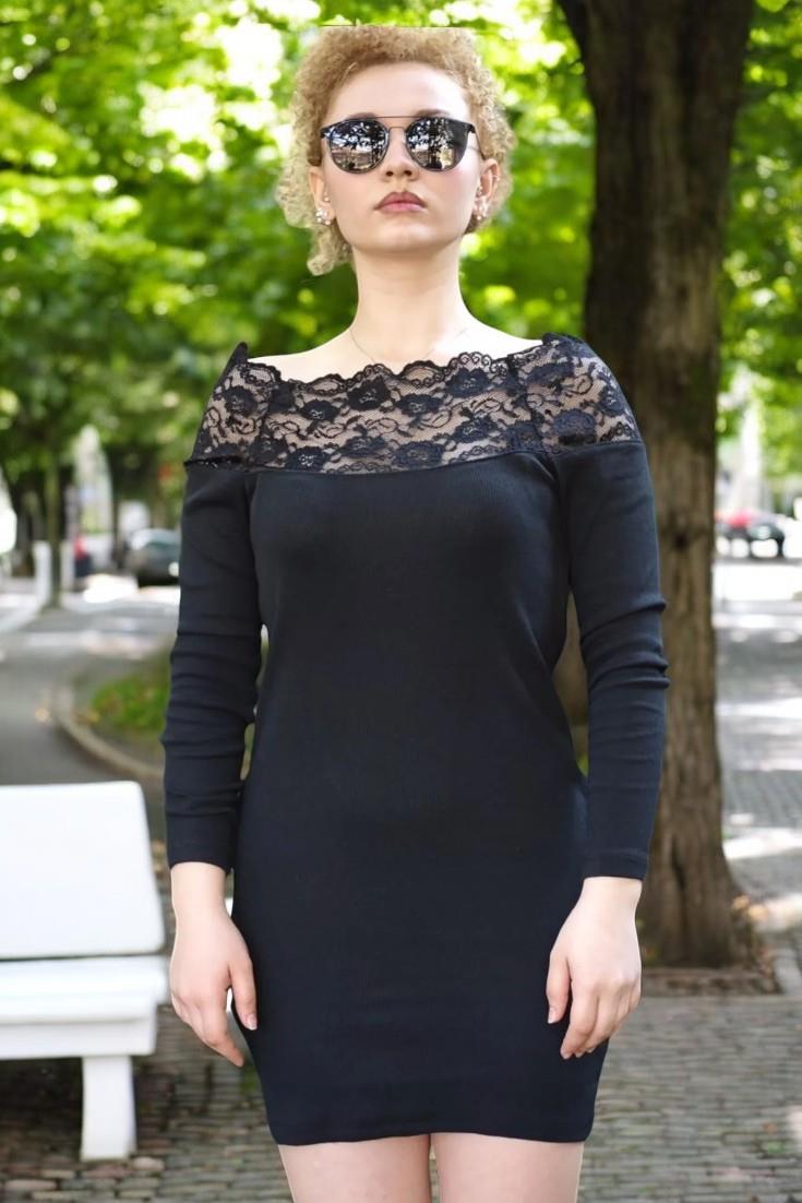 MADONNA YAKA DANTEL DETAY KAŞKORSE ELBİSE