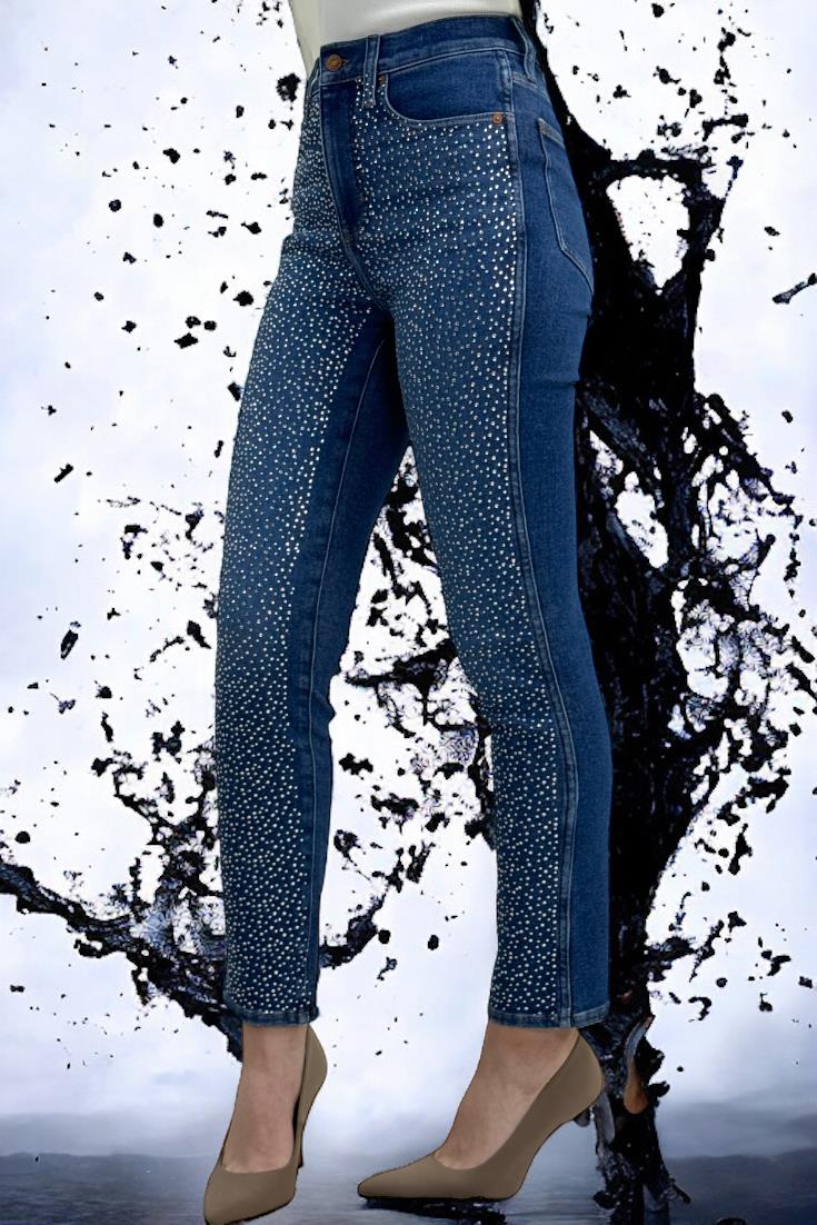 BÜYÜK BEDEN TAŞ İŞLEMELİ FUL LİKRALI MOM JEANS KADIN KOT PANTOLON