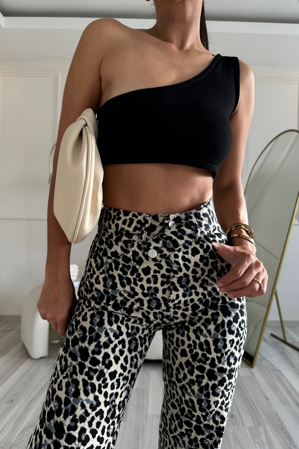 Çapraz Kemerli Leopar Yırtmaçlı Dessie Jean