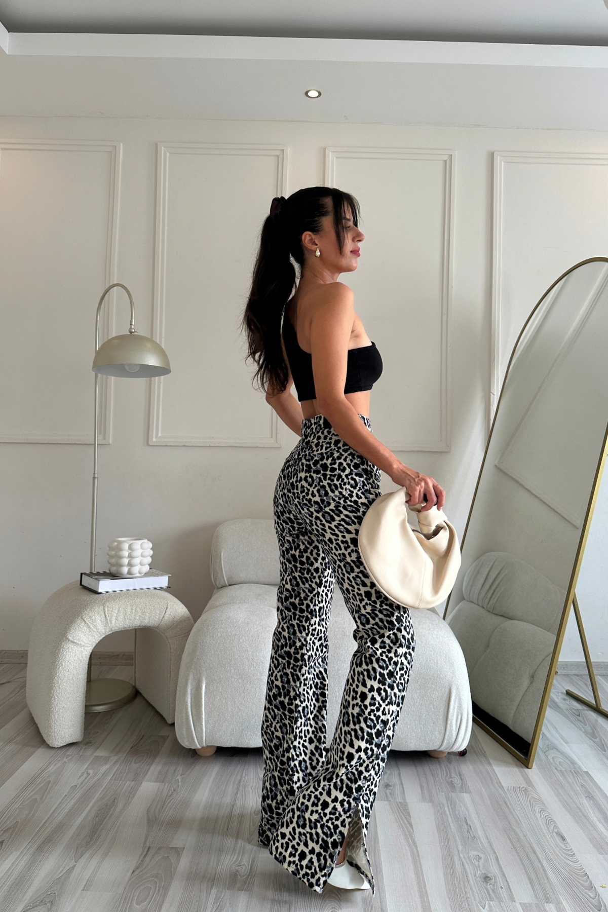 Çapraz Kemerli Leopar Yırtmaçlı Dessie Jean