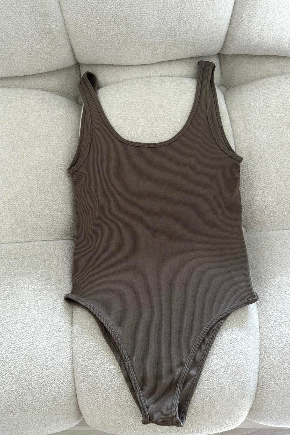 Fitilli Bej Likralı Bodysuit