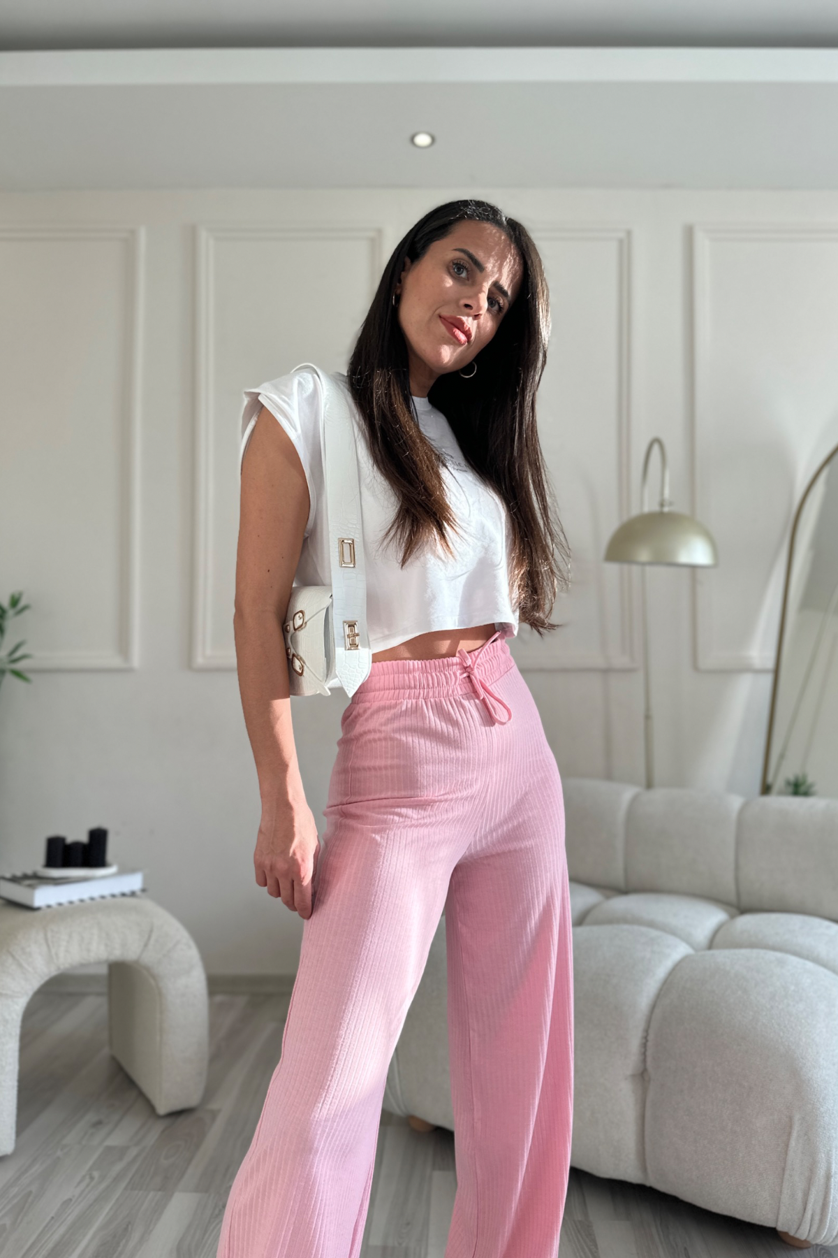Fitilli Ultra Yumuşak Pembe Eşofman Alt