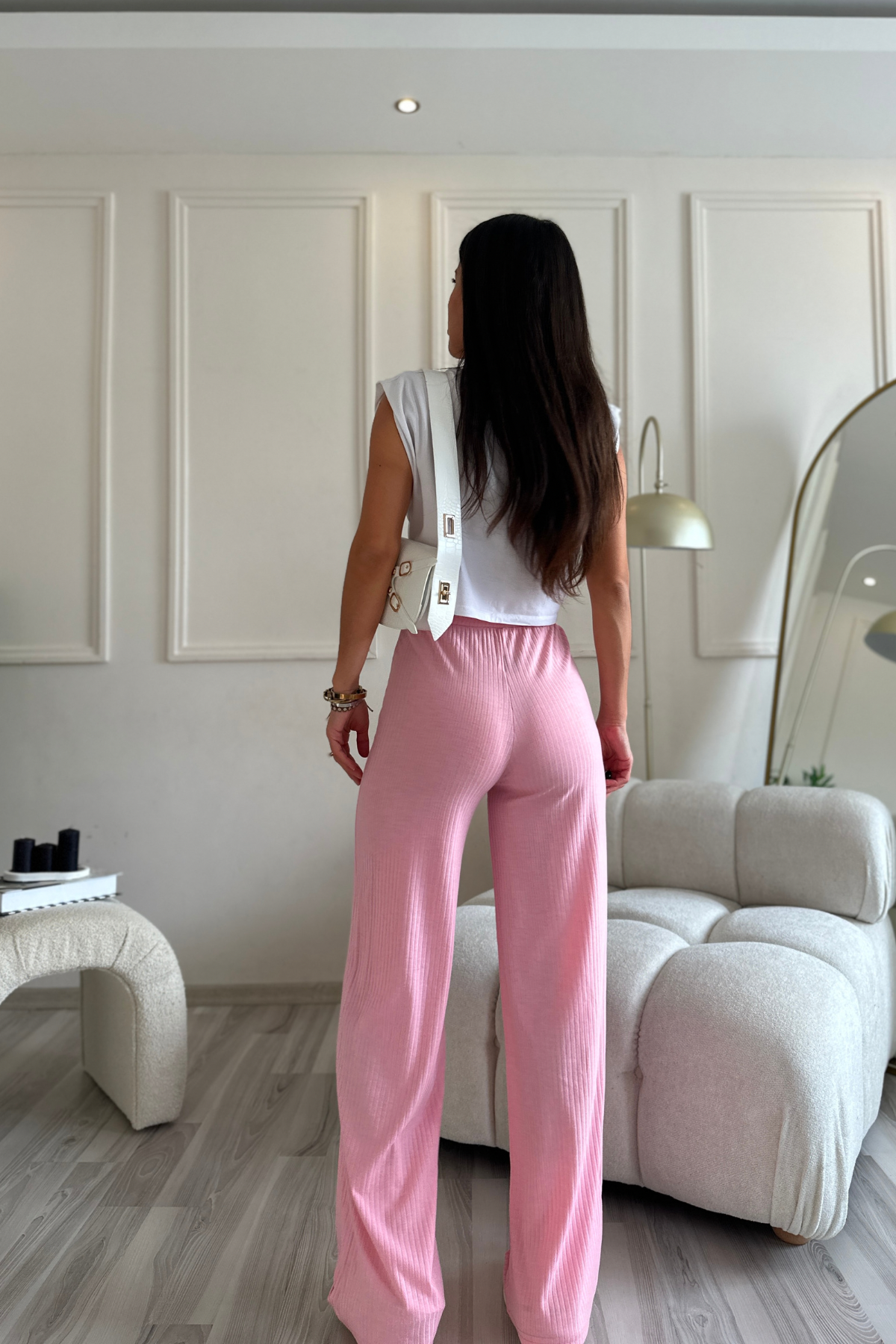 Fitilli Ultra Yumuşak Pembe Eşofman Alt