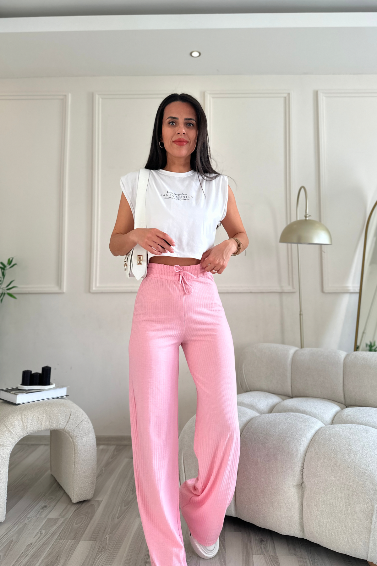 Fitilli Ultra Yumuşak Pembe Eşofman Alt