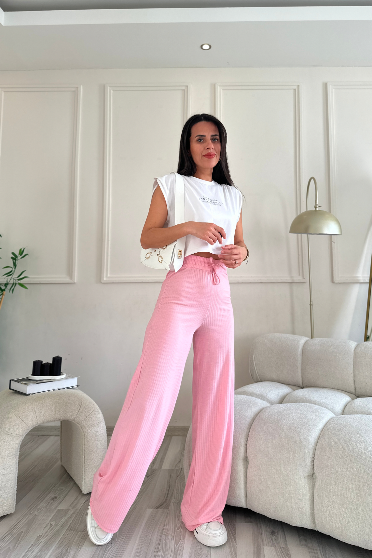 Fitilli Ultra Yumuşak Pembe Eşofman Alt