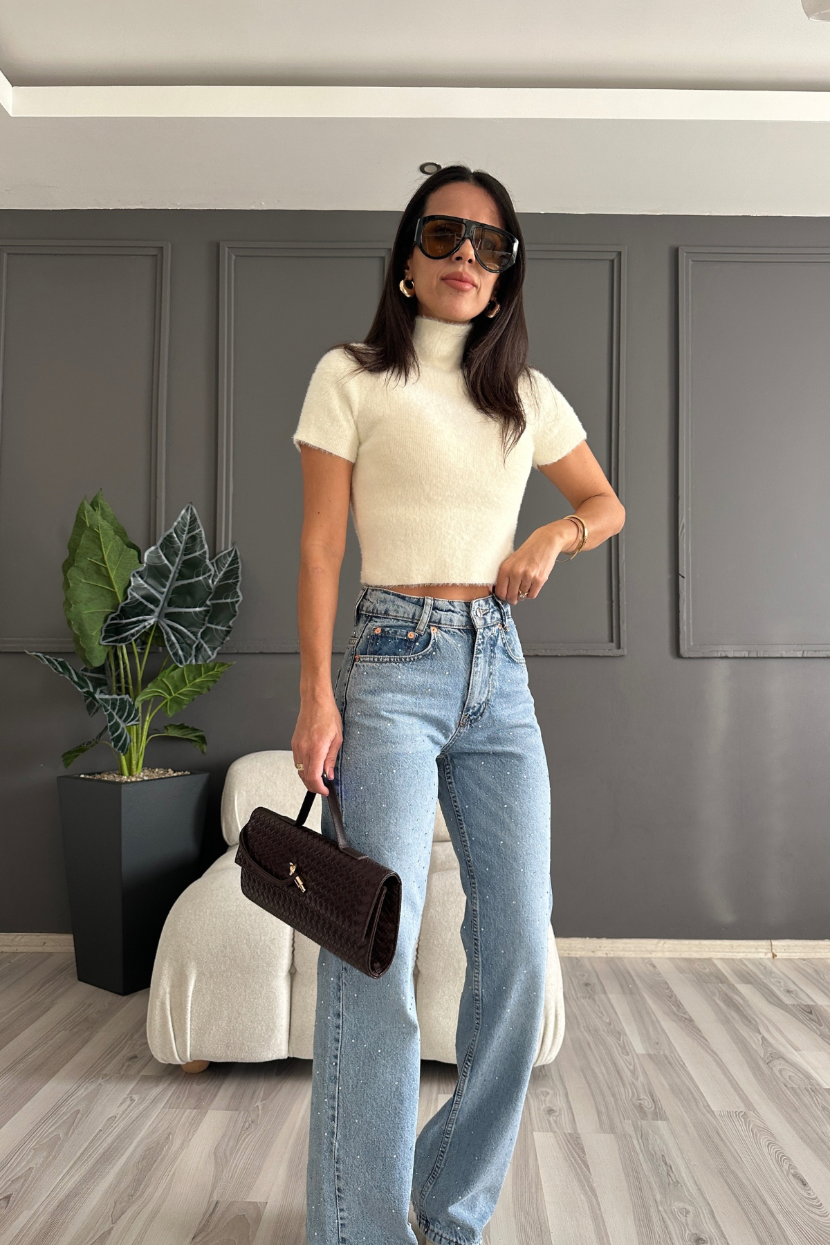 Işıltılı Straight Denim