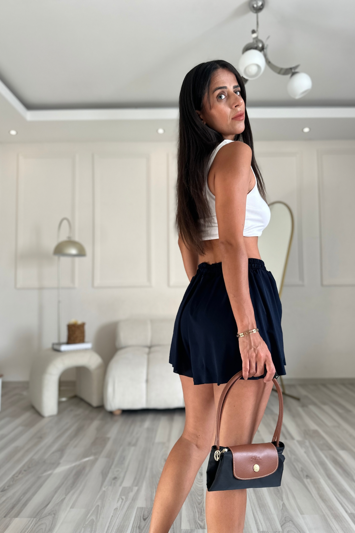 Lacivert İçi Şortlu Likralı Etek
