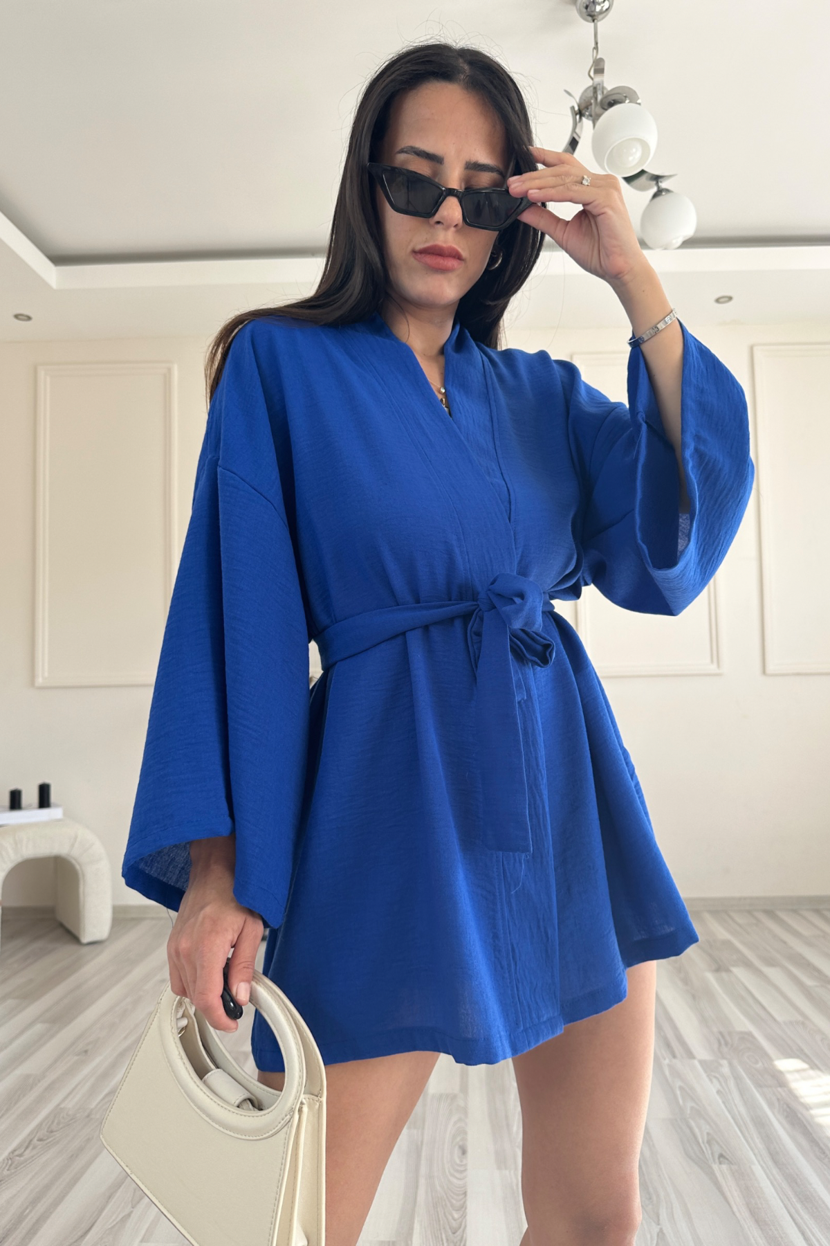 Lacivert Sg Bağlamalı Kimono