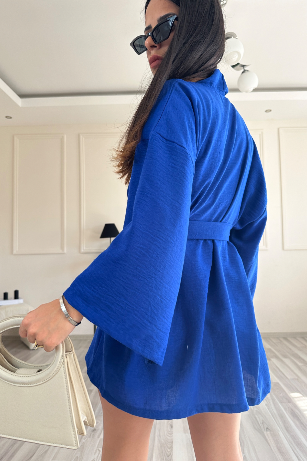 Lacivert Sg Bağlamalı Kimono