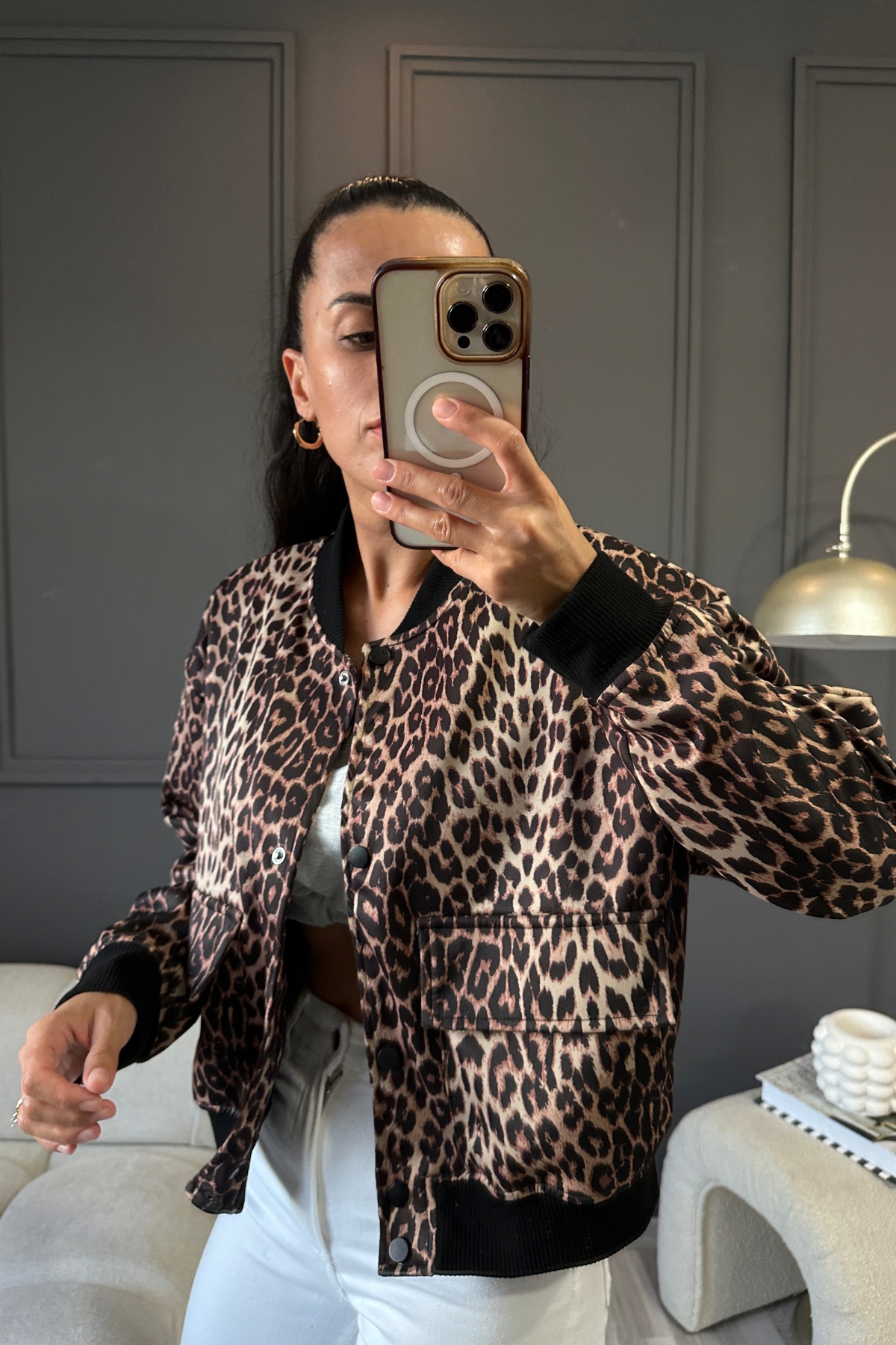Leopar Bomber Ceket
