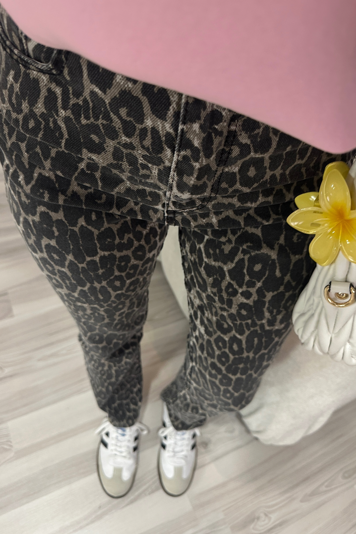 Leopar Desenli Straight Denim