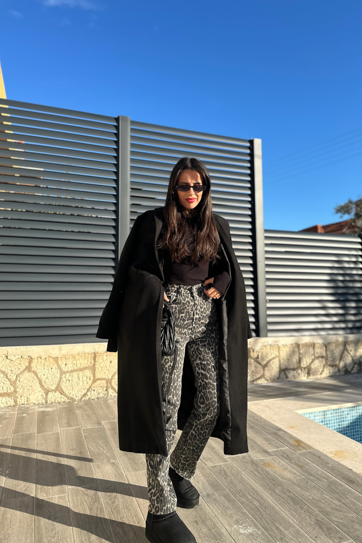 Leopar Desenli Straight Denim
