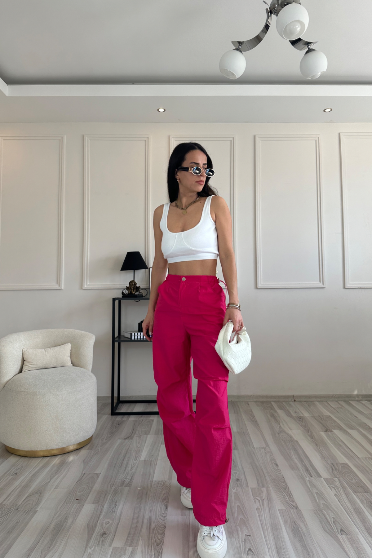 Paraşüt Pembe Renk Pantolon