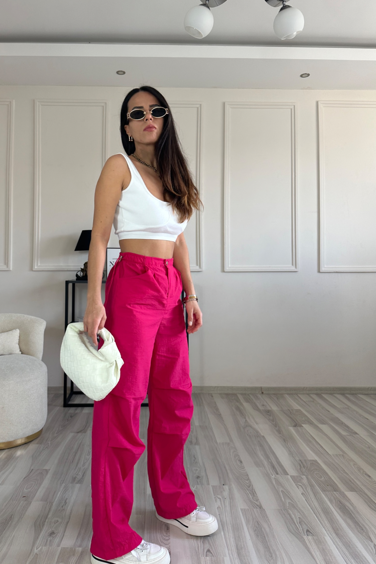 Paraşüt Pembe Renk Pantolon
