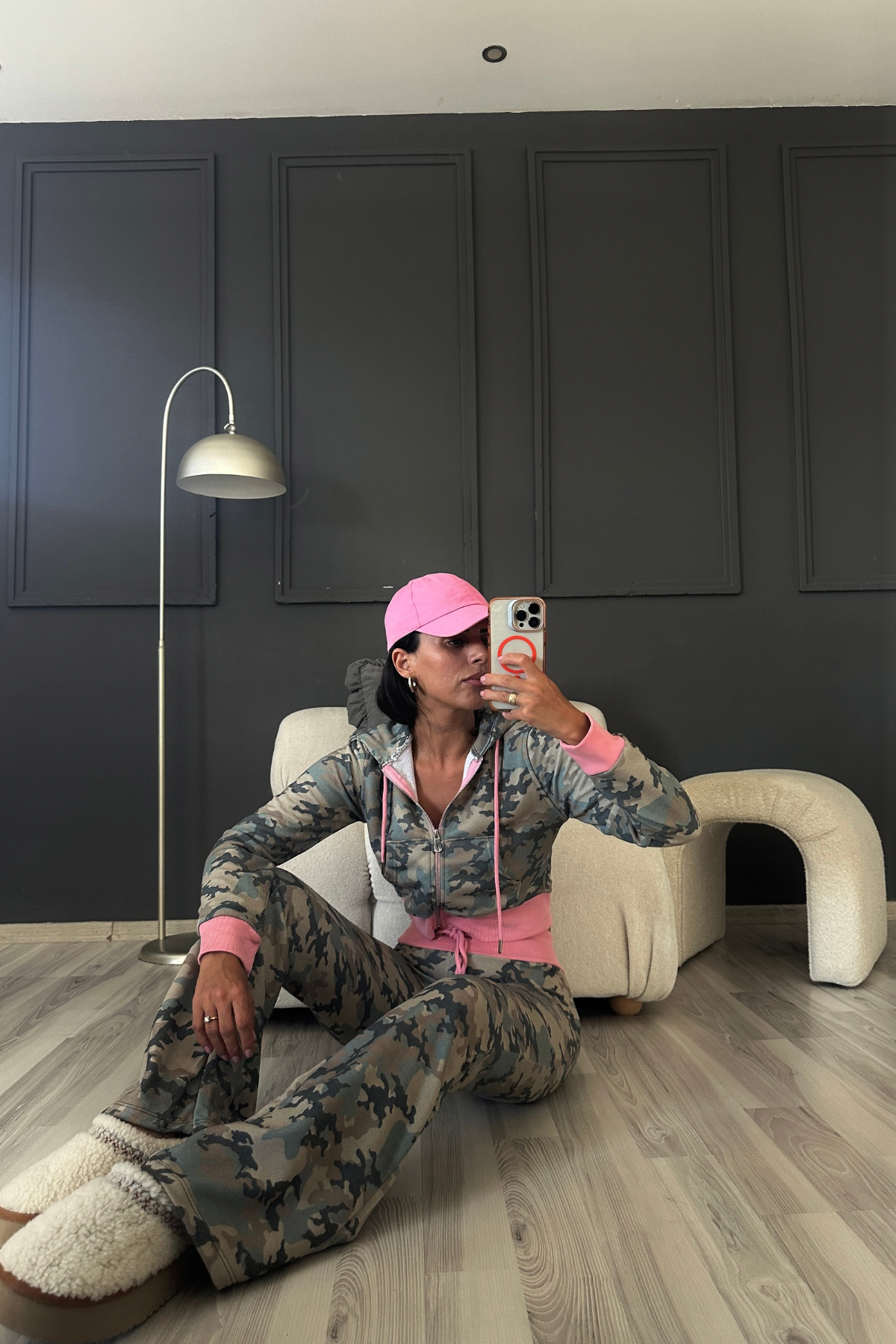 Pembe Detay Kamuflaj Takım