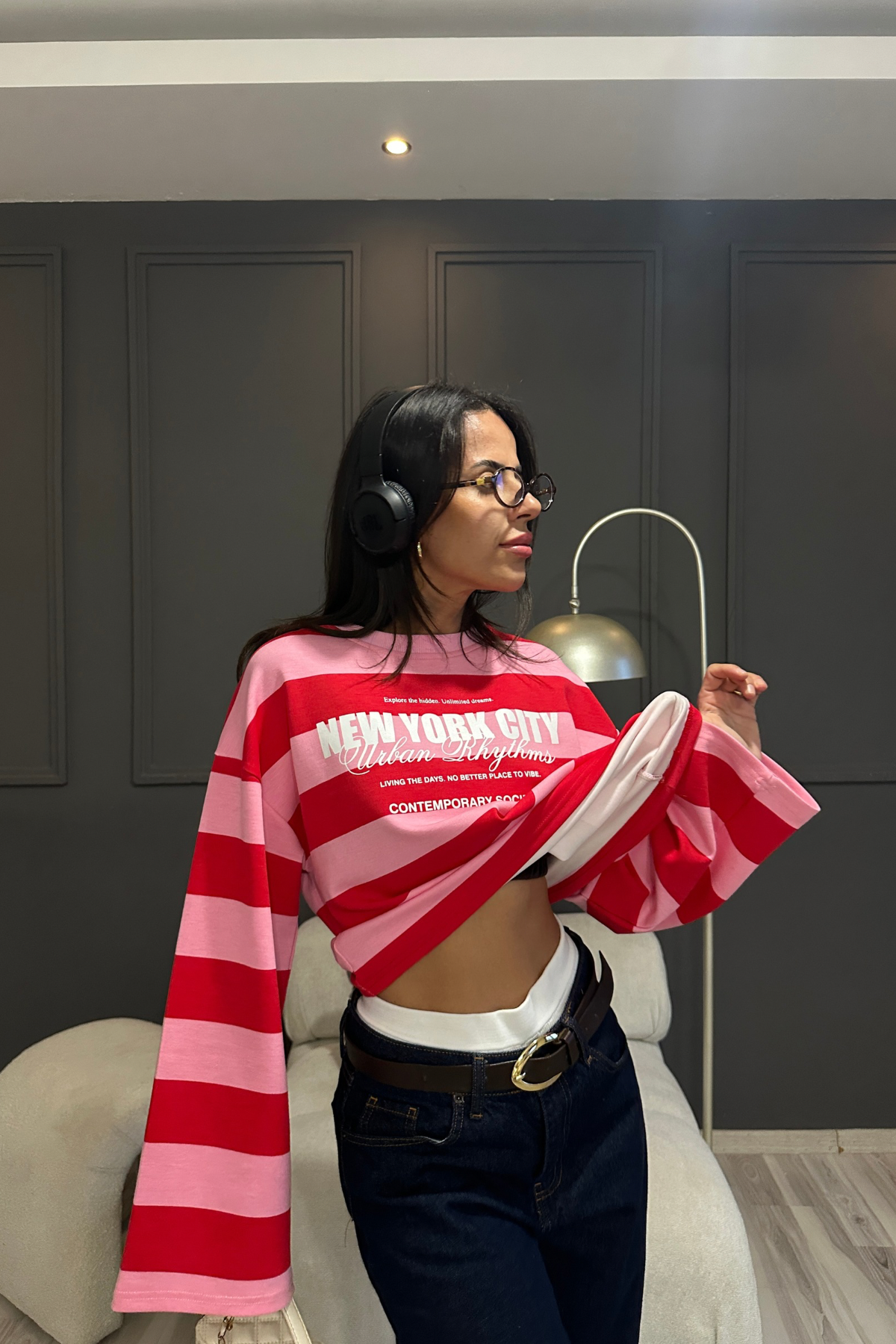 Pembe Siyah New York Sweat