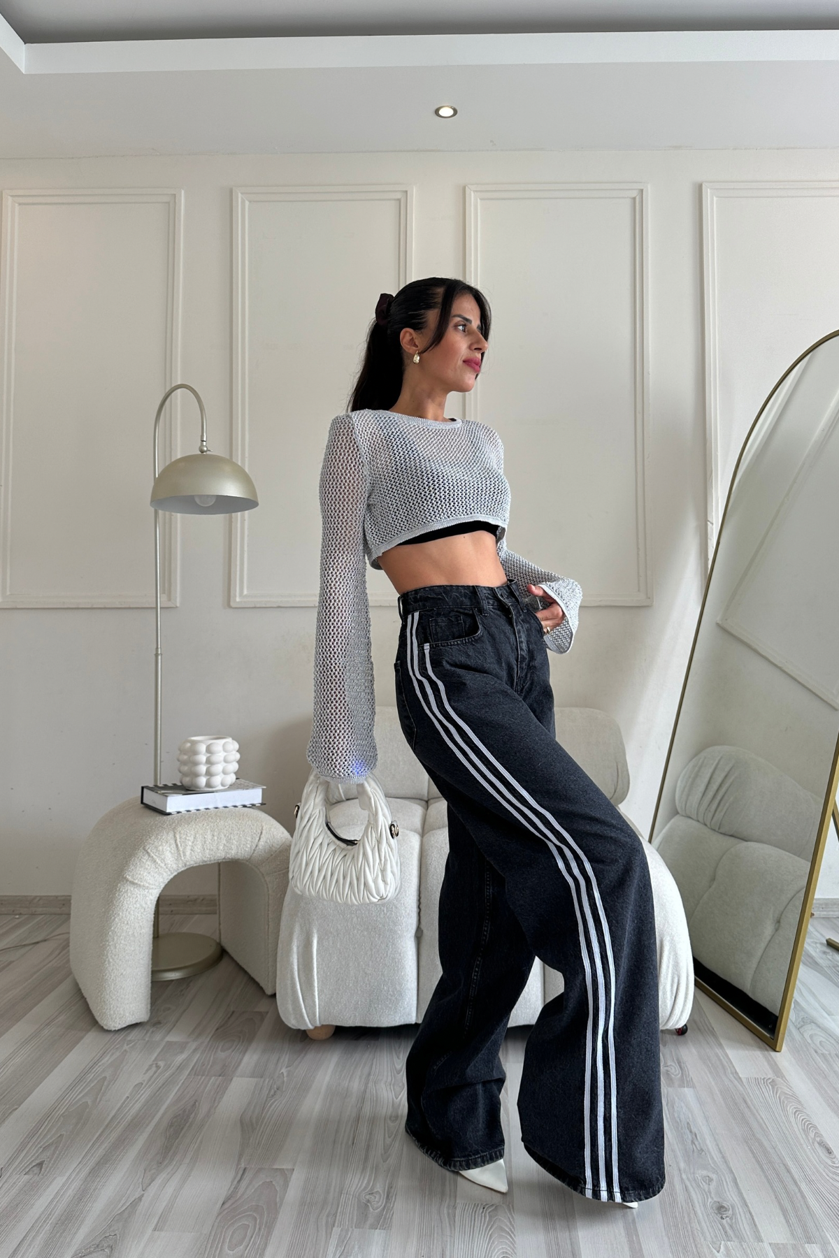 Şeritli Baggy Luccy Jean