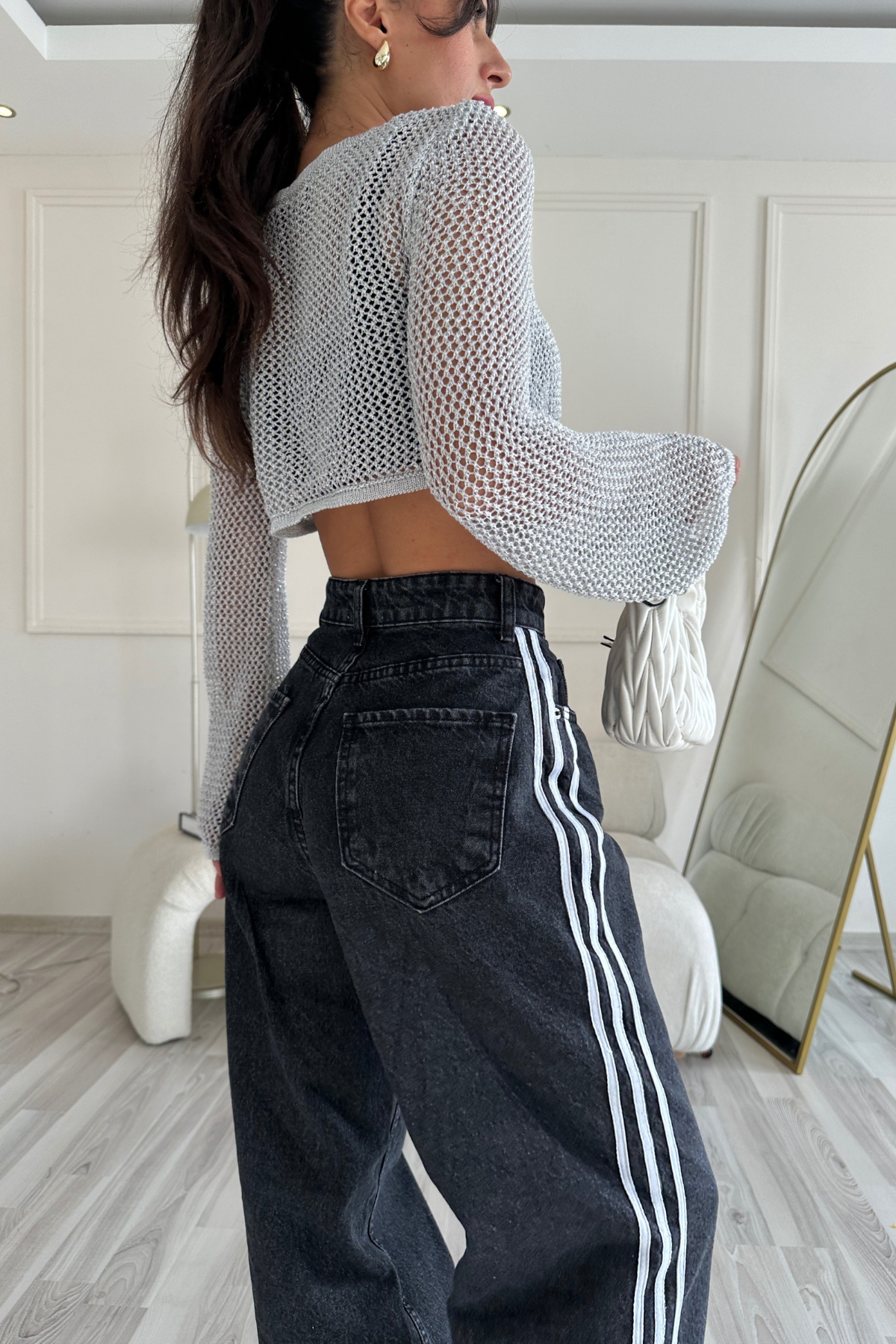Şeritli Baggy Luccy Jean