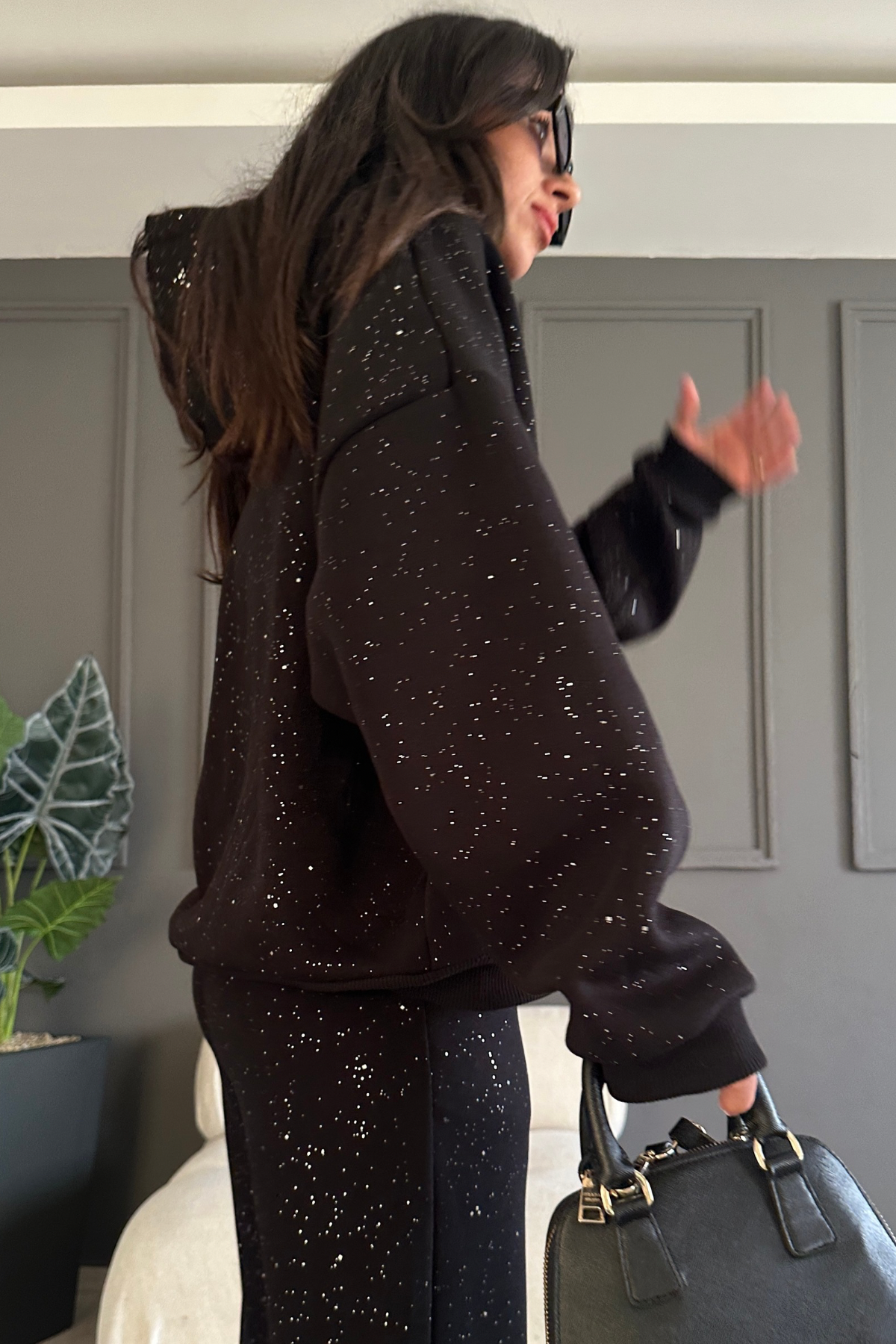 Simli Siyah Sweatshirt