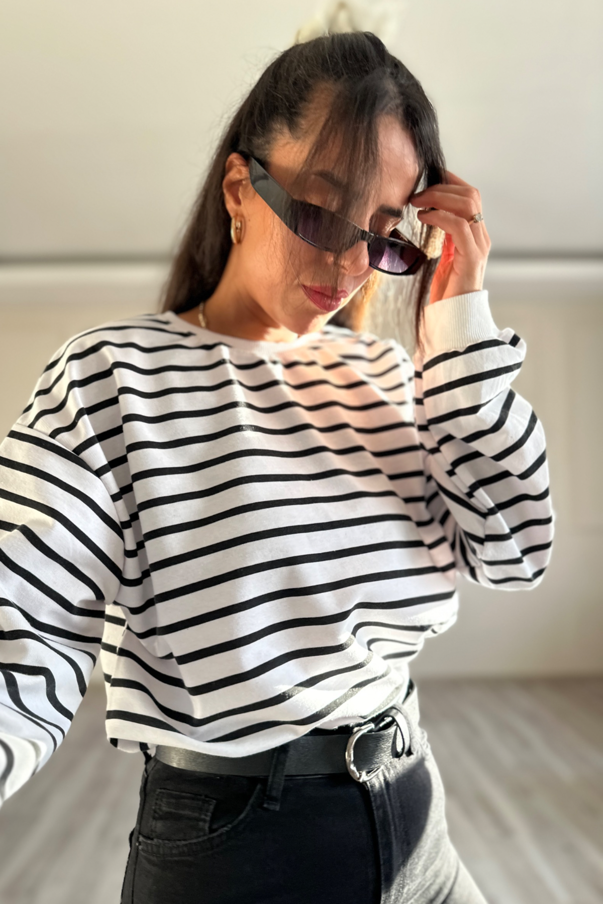 Siyah Çizgili Clnt Sweatshirt