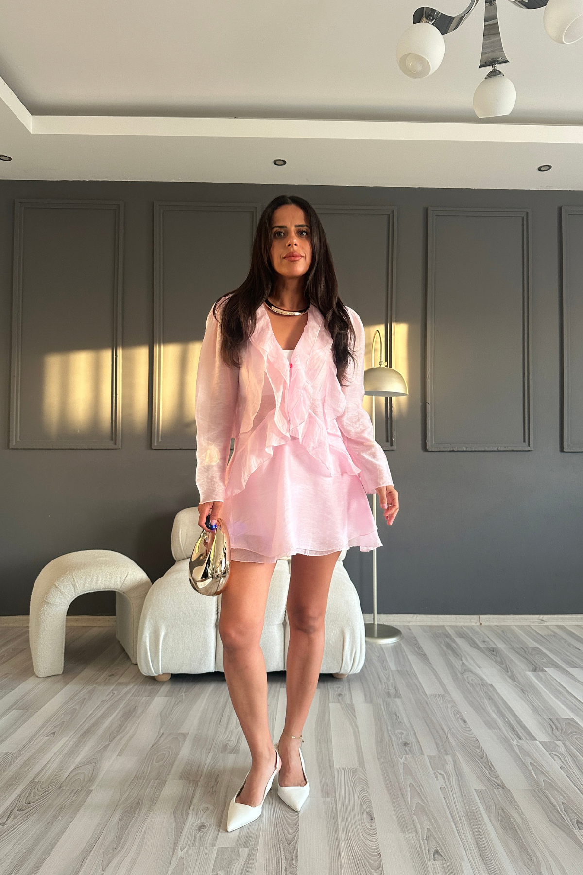 Toz Pembe Tül Detay Tasarım Takım