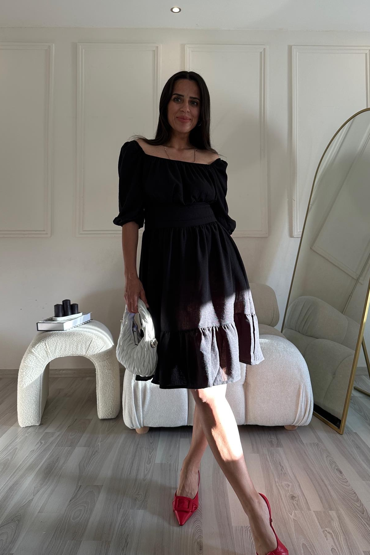 Wmc Model Siyah Sırtı Bağlamalı Romantik Elbise