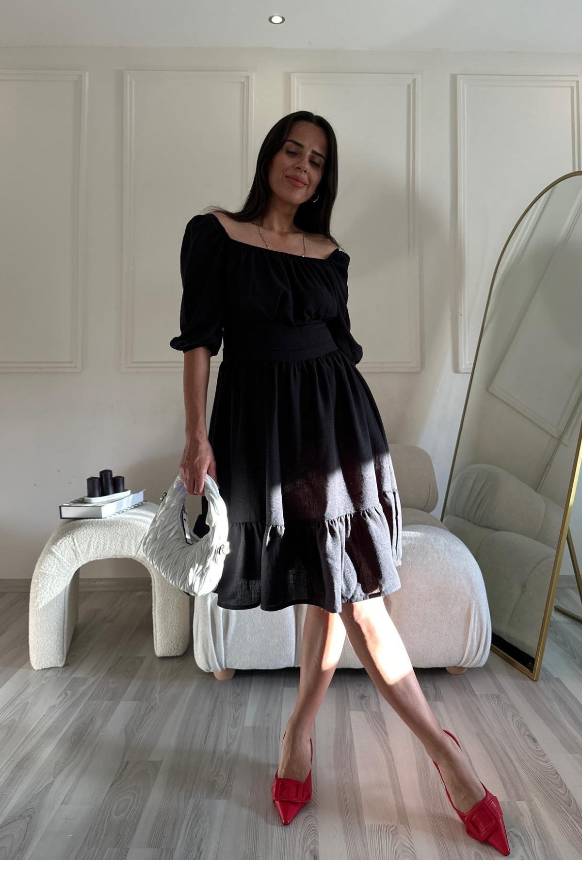 Wmc Model Siyah Sırtı Bağlamalı Romantik Elbise