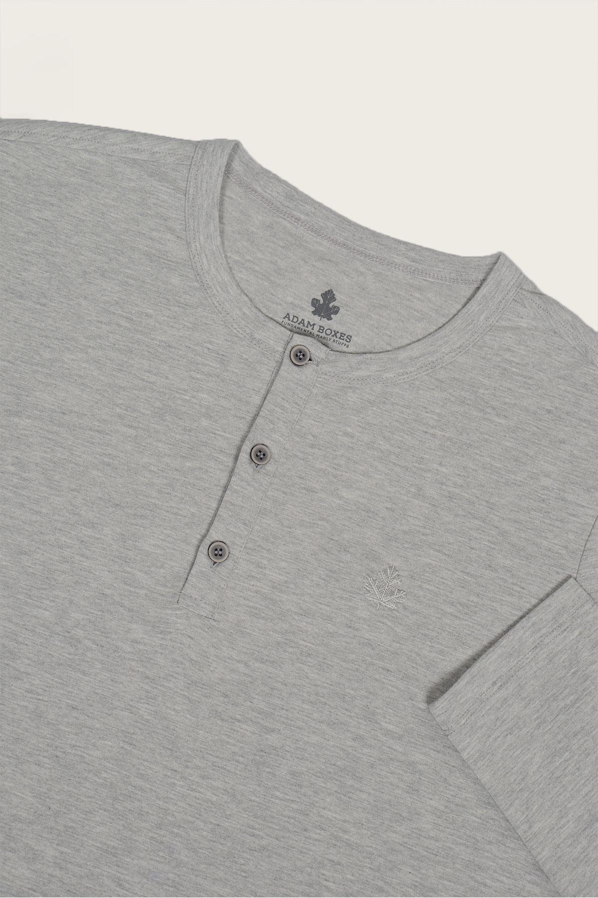 ADAM BOXESADAM BOXES Düğmeli Bisiklet Yaka Uzun Kollu T-shirt NP-Collargo - Açık Gri
