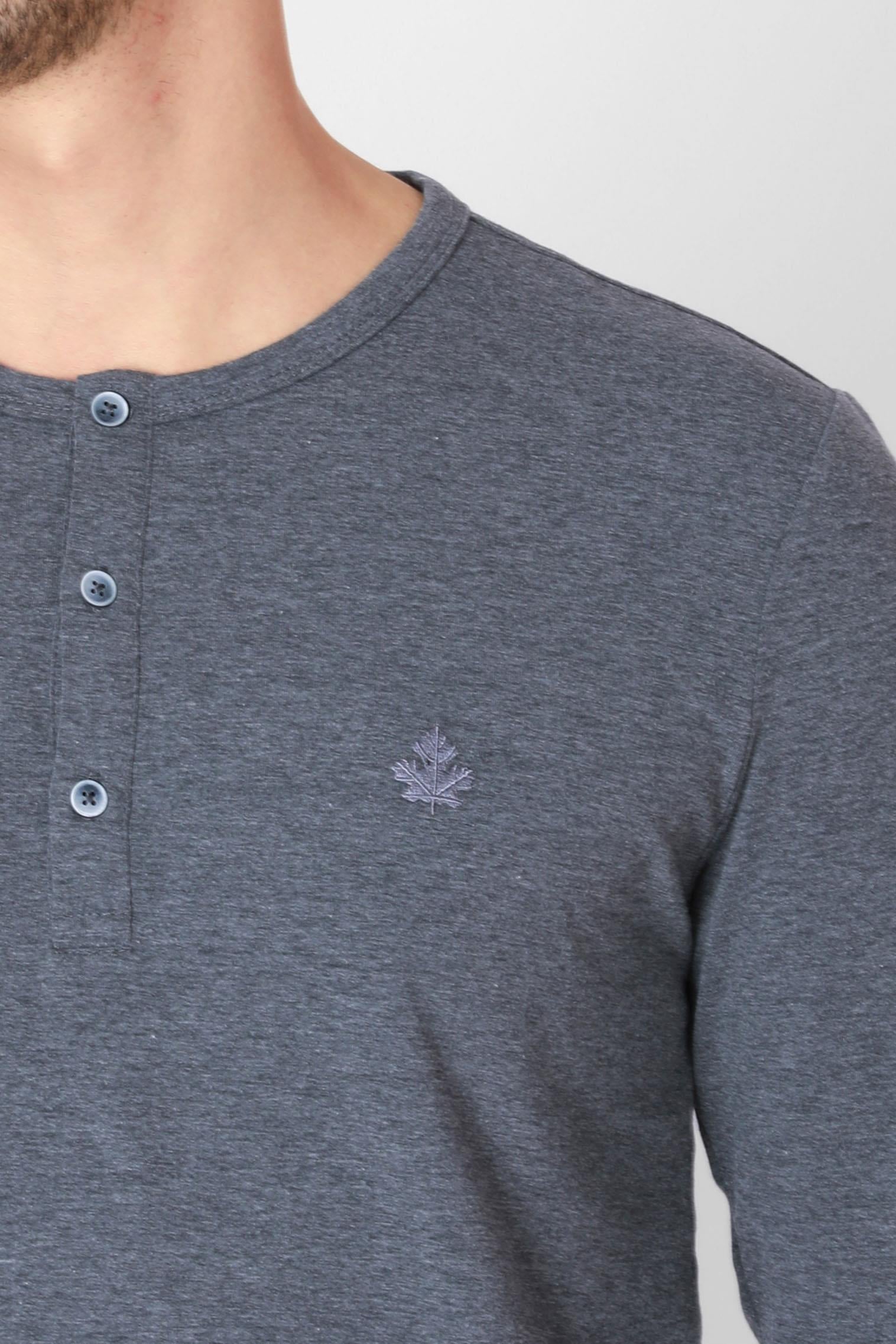 ADAM BOXESADAM BOXES Düğmeli Bisiklet Yaka Uzun Kollu T-shirt NP-Collargo - Koyu Gri