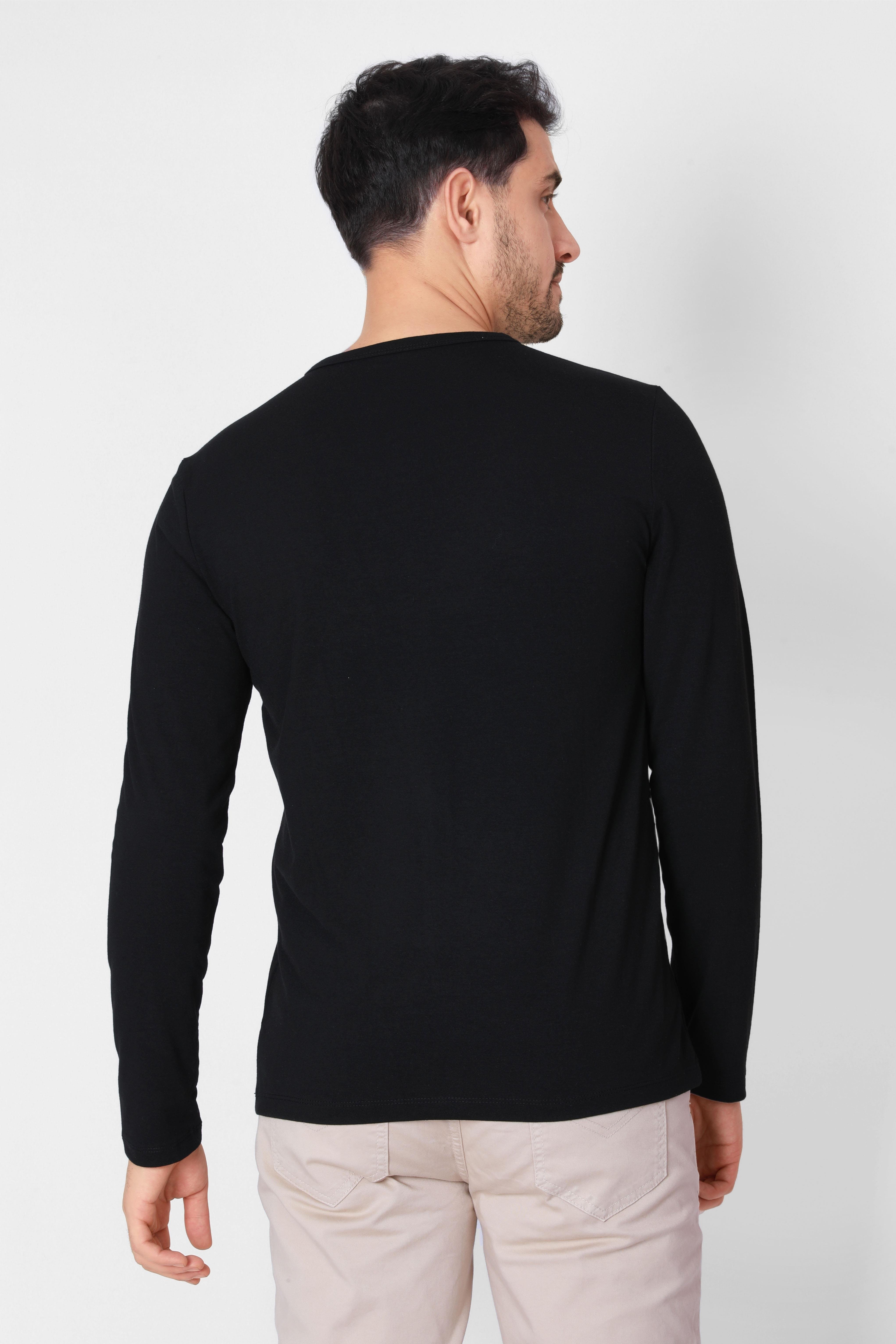 ADAM BOXESADAM BOXES Düğmeli Bisiklet Yaka Uzun Kollu T-shirt NP-Collargo - Siyah