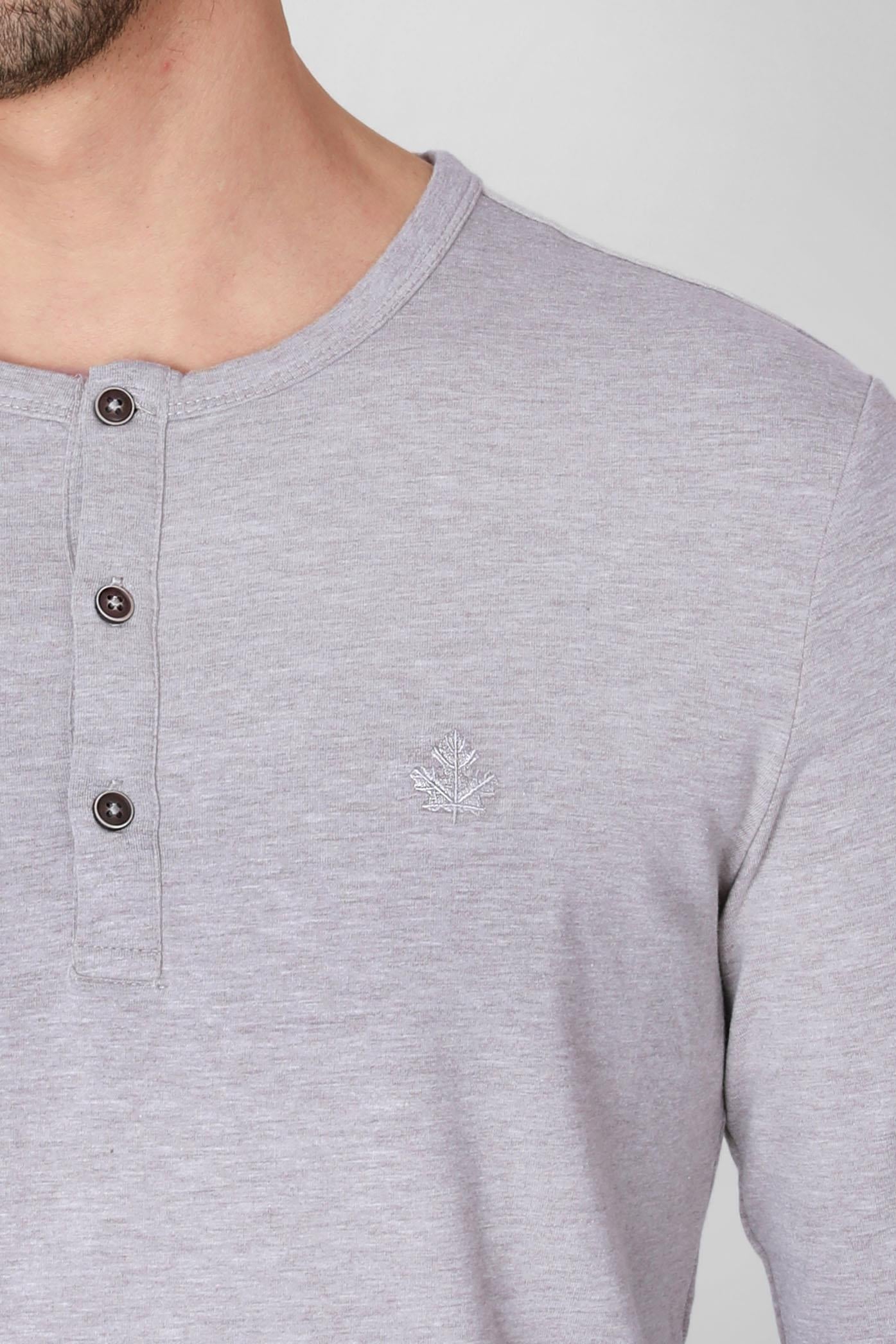 ADAM BOXESADAM BOXES Düğmeli Bisiklet Yaka Uzun Kollu T-shirt NP-Collargo - Kahve Melanj