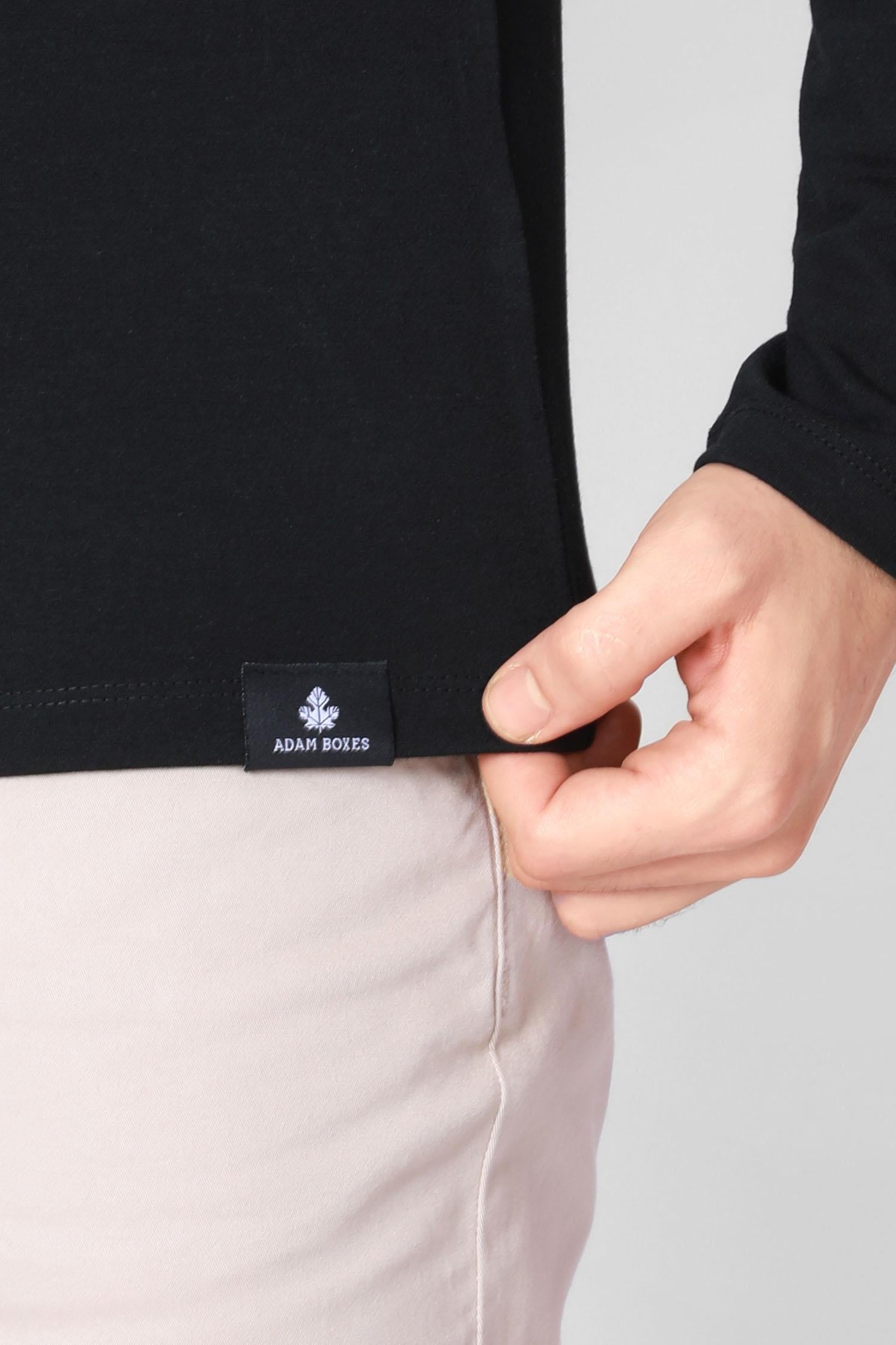 ADAM BOXESADAM BOXES Düğmeli Bisiklet Yaka Uzun Kollu T-shirt NP-Collargo - Siyah