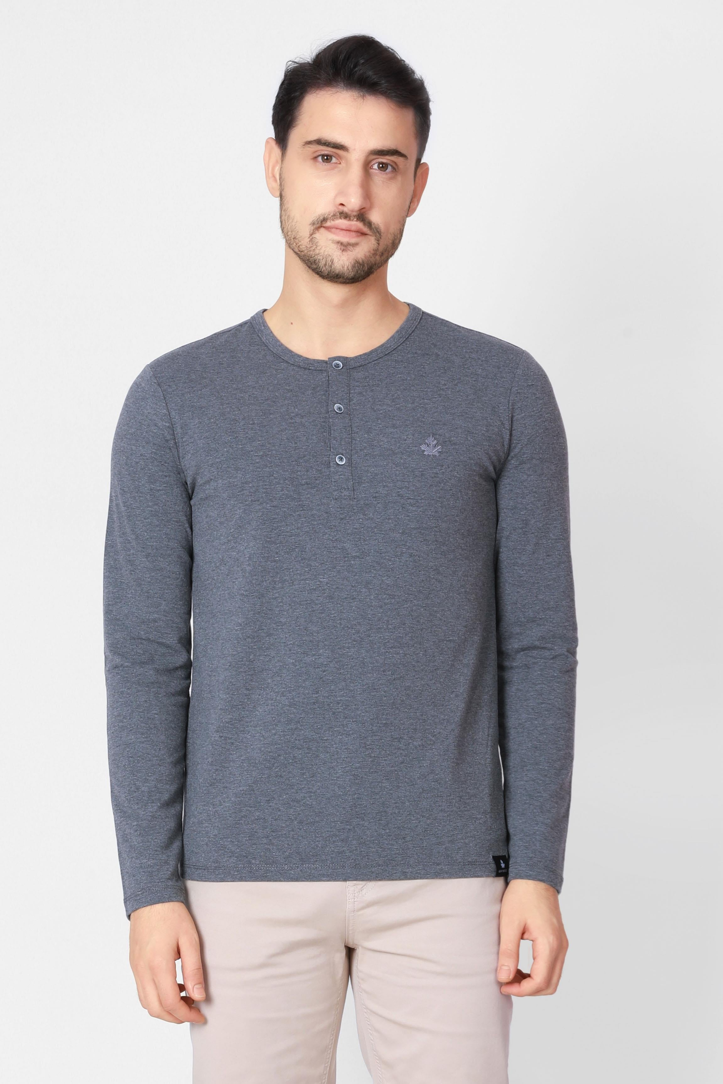 ADAM BOXESADAM BOXES Düğmeli Bisiklet Yaka Uzun Kollu T-shirt NP-Collargo - Koyu Gri
