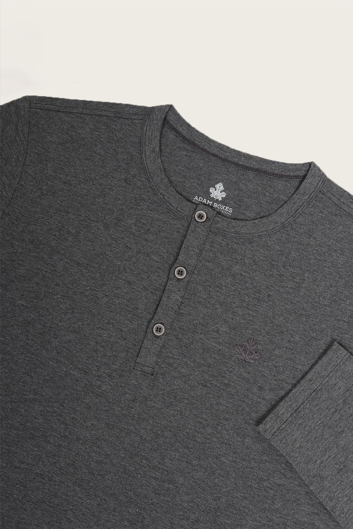 ADAM BOXESADAM BOXES Düğmeli Bisiklet Yaka Uzun Kollu T-shirt NP-Collargo - Koyu Gri
