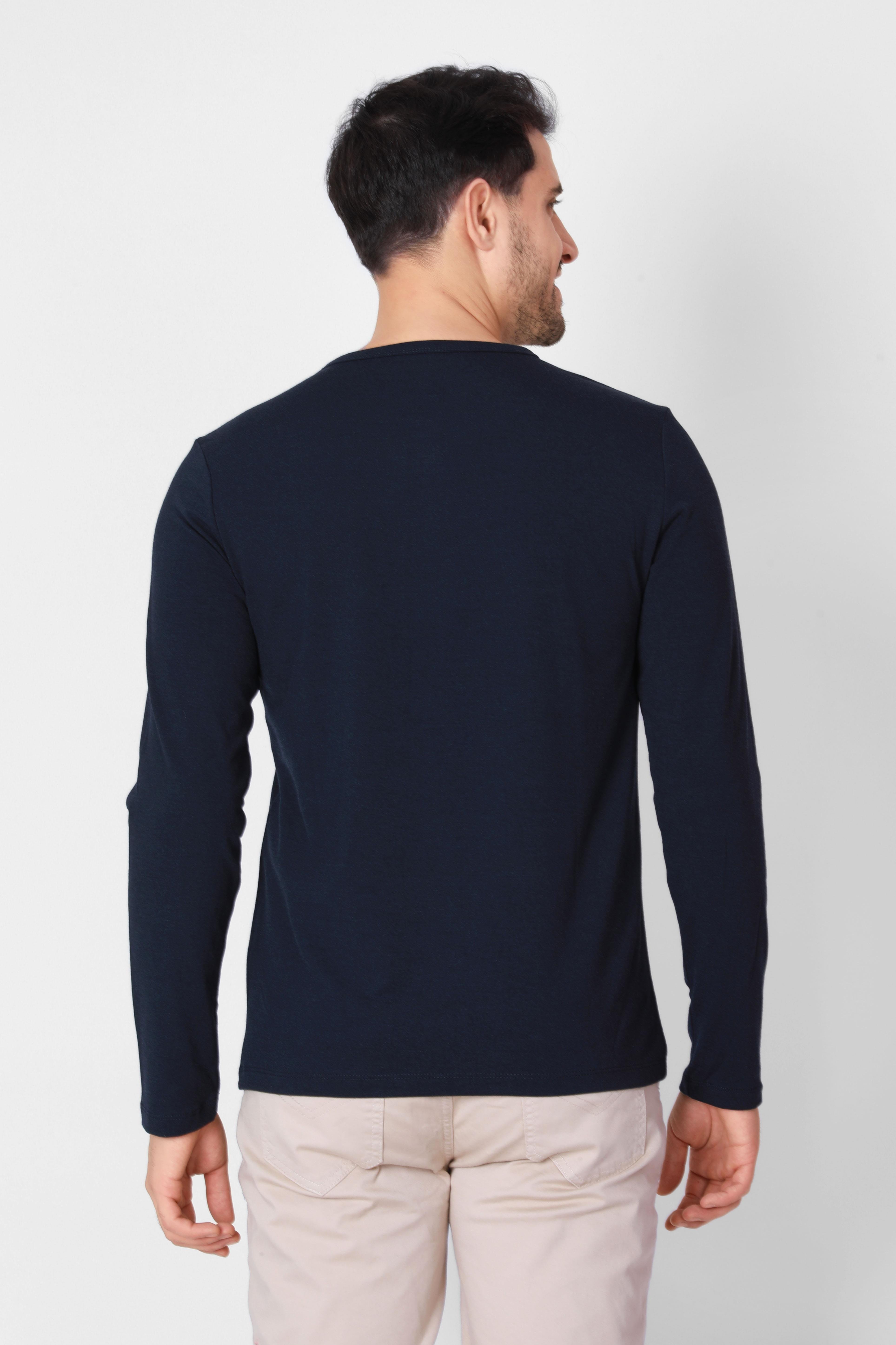 ADAM BOXESADAM BOXES Düğmeli Bisiklet Yaka Uzun Kollu T-shirt NP-Collargo - Lacivert