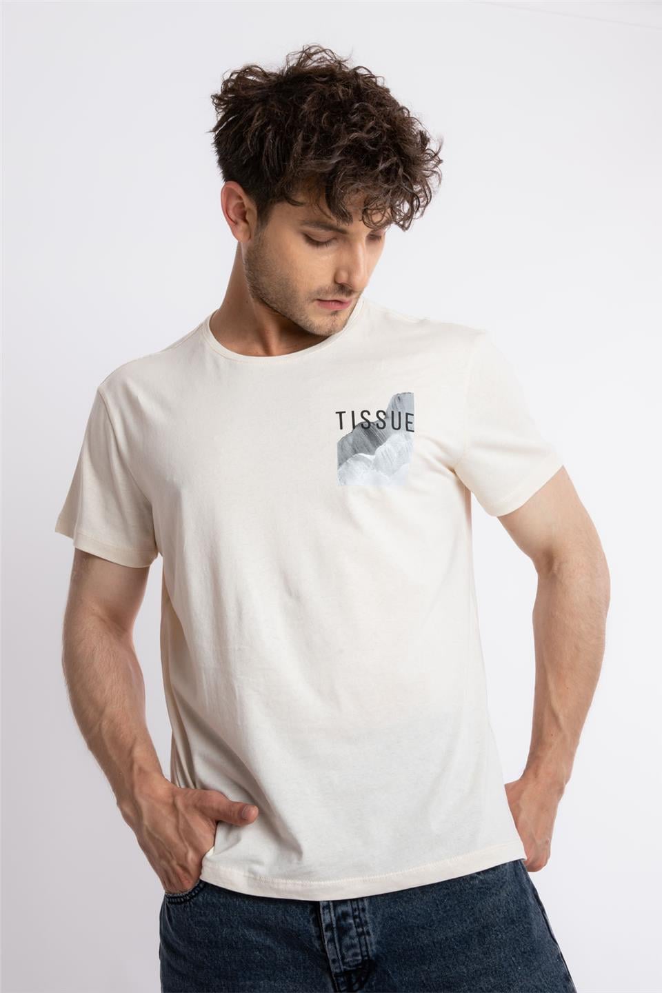 ADAM BOXESAdam Boxes Erkek/Unisex Baskılı O-Yaka T-shirt Tissue - Ham Pamuk (Siyah-Beyaz Baskı)