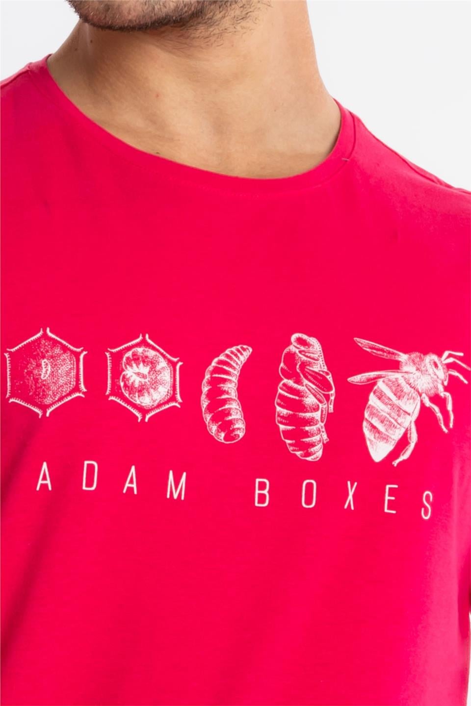 ADAM BOXESAdam Boxes Erkek/Unisex Baskılı O-Yaka T-shirt Apiso - Macenta