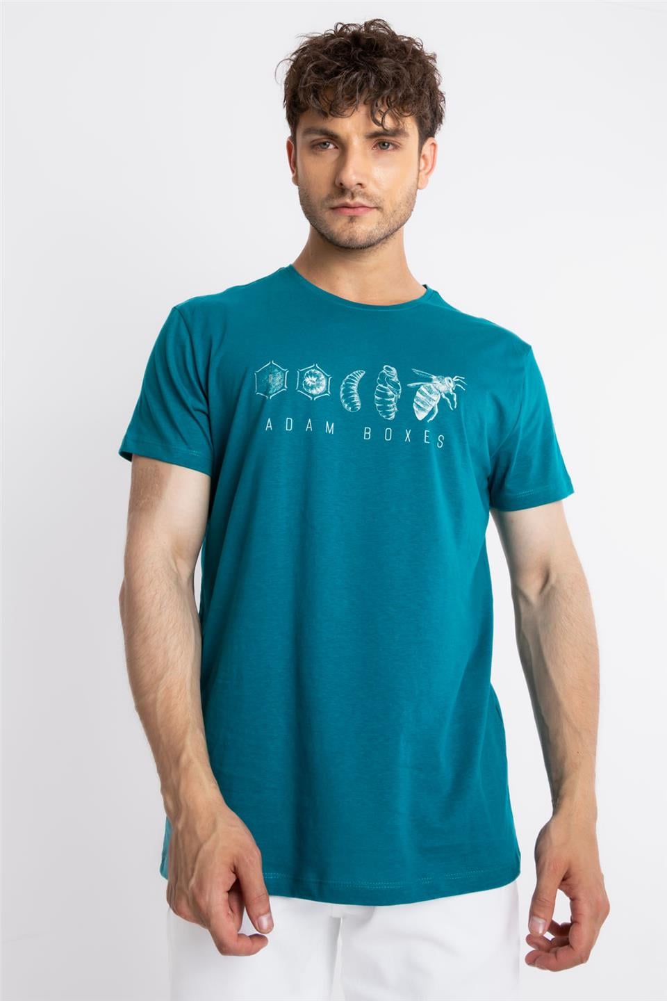 ADAM BOXESAdam Boxes Erkek/Unisex Baskılı O-Yaka T-shirt Apiso - Göl Yeşili