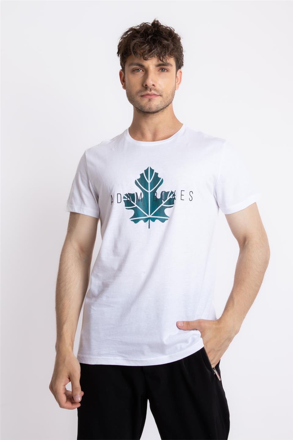 ADAM BOXESAdam Boxes Erkek/Unisex Baskılı O-Yaka T-shirt Anillo - Beyaz
